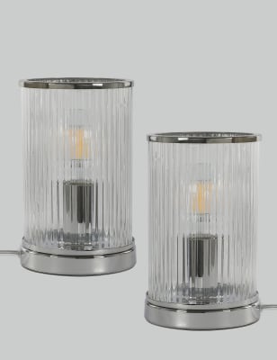 M&S Collection Set of 2 Monroe Table Lamps - Silver, Silver