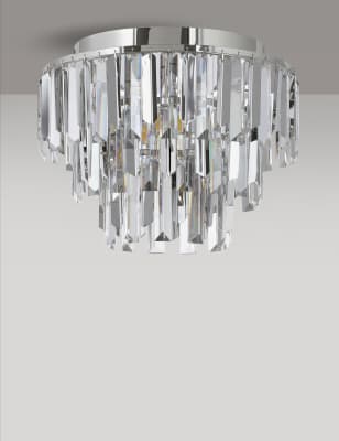 M&S Collection Crystal Flush Ceiling Light - Chrome, Chrome