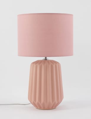 M&S Collection Geometric Table Lamp - White Mix, White Mix