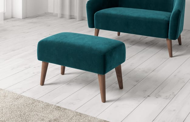 M&S Archie Footstool - FTSL - Dark Teal, Green,Ochre,Dark Teal