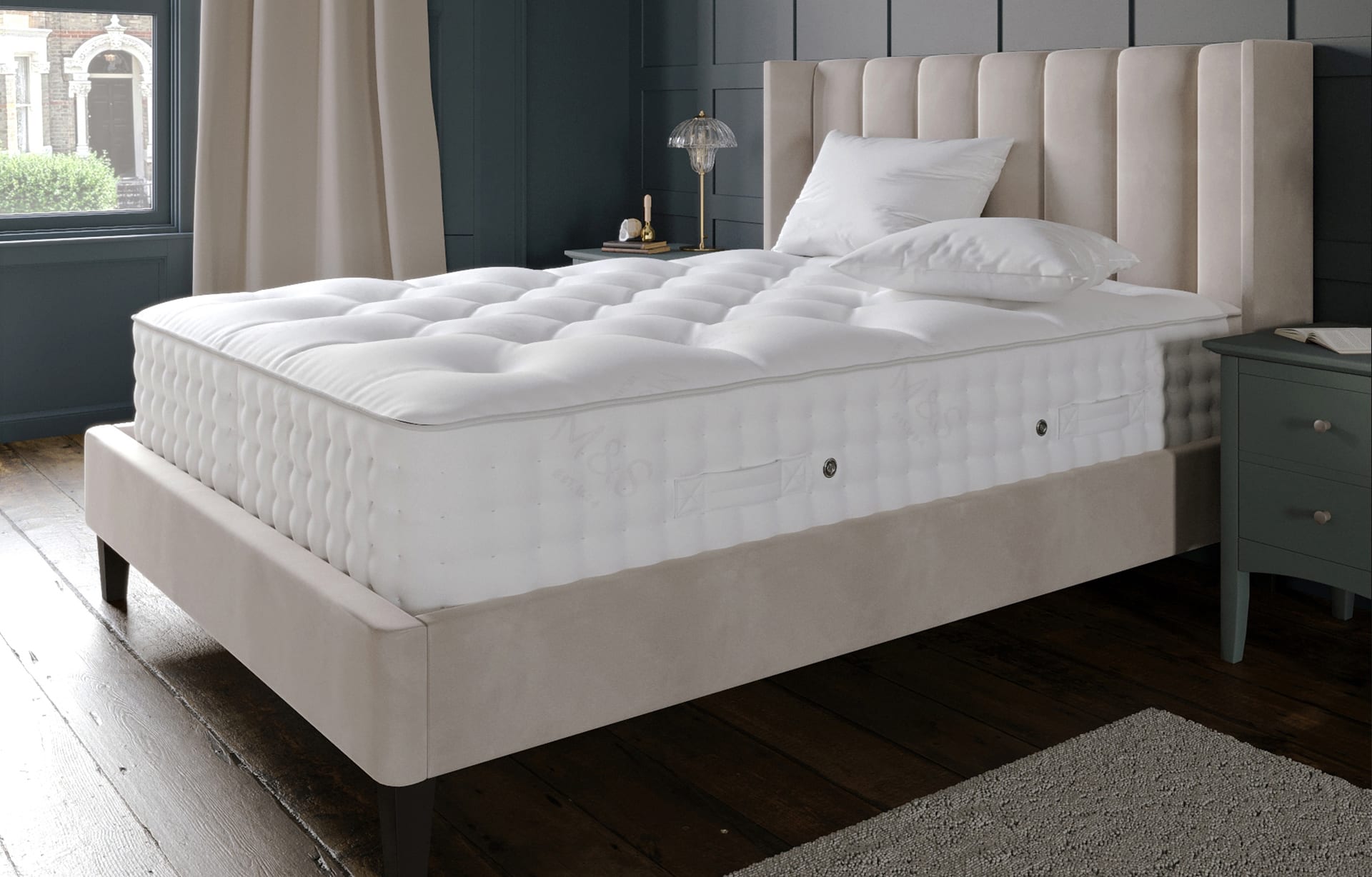 M&S Collection 1000 Pocket Spring Medium Mattress - 4FT6 - White, White