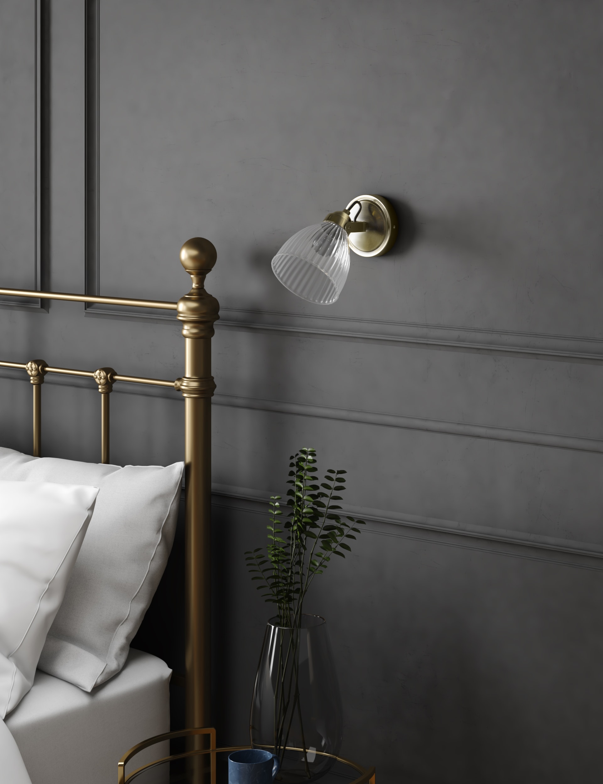 M&S Collection Florence Wall Light - Antique Brass, Antique Brass,Silver