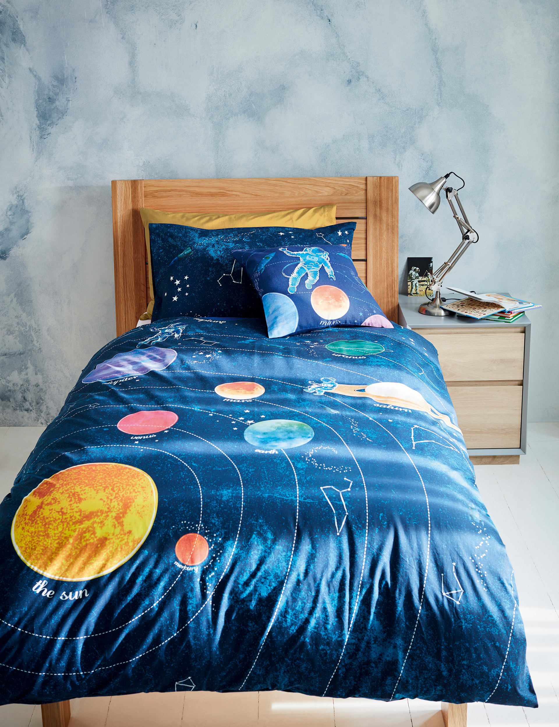 M&S Collection Glow in the Dark Space Bedding Set - SGL - Navy Mix, Navy Mix