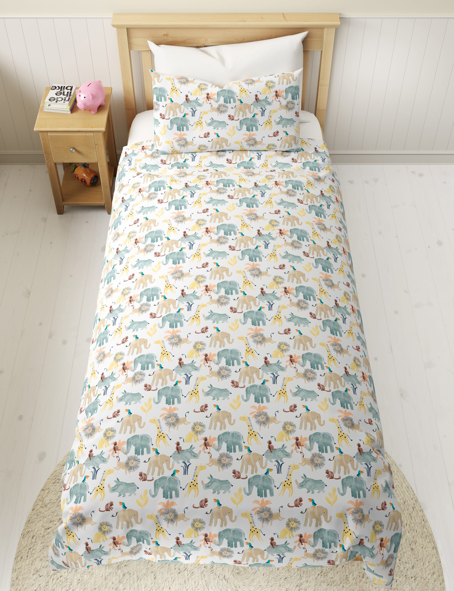 M&S Collection Little Safari Pure Cotton Bedding Set - TODDL - Natural, Natural