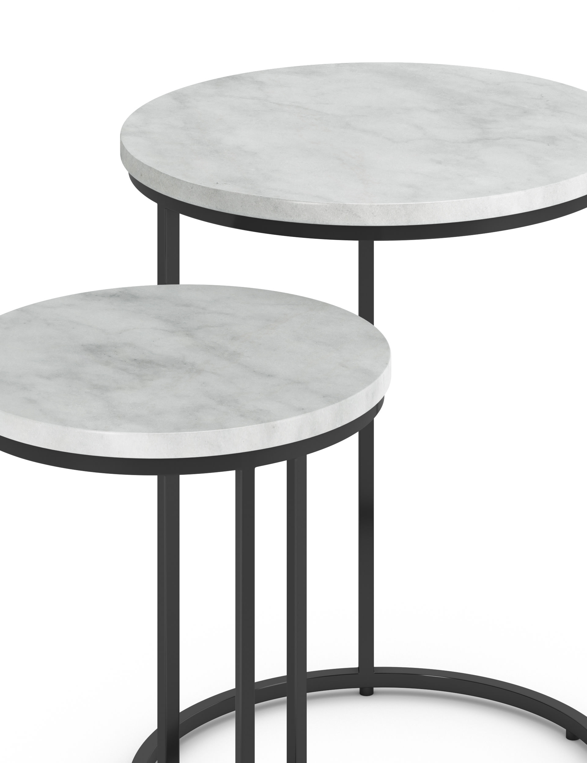 M&S Collection Farley Round Nest of Tables - White Mix, White Mix