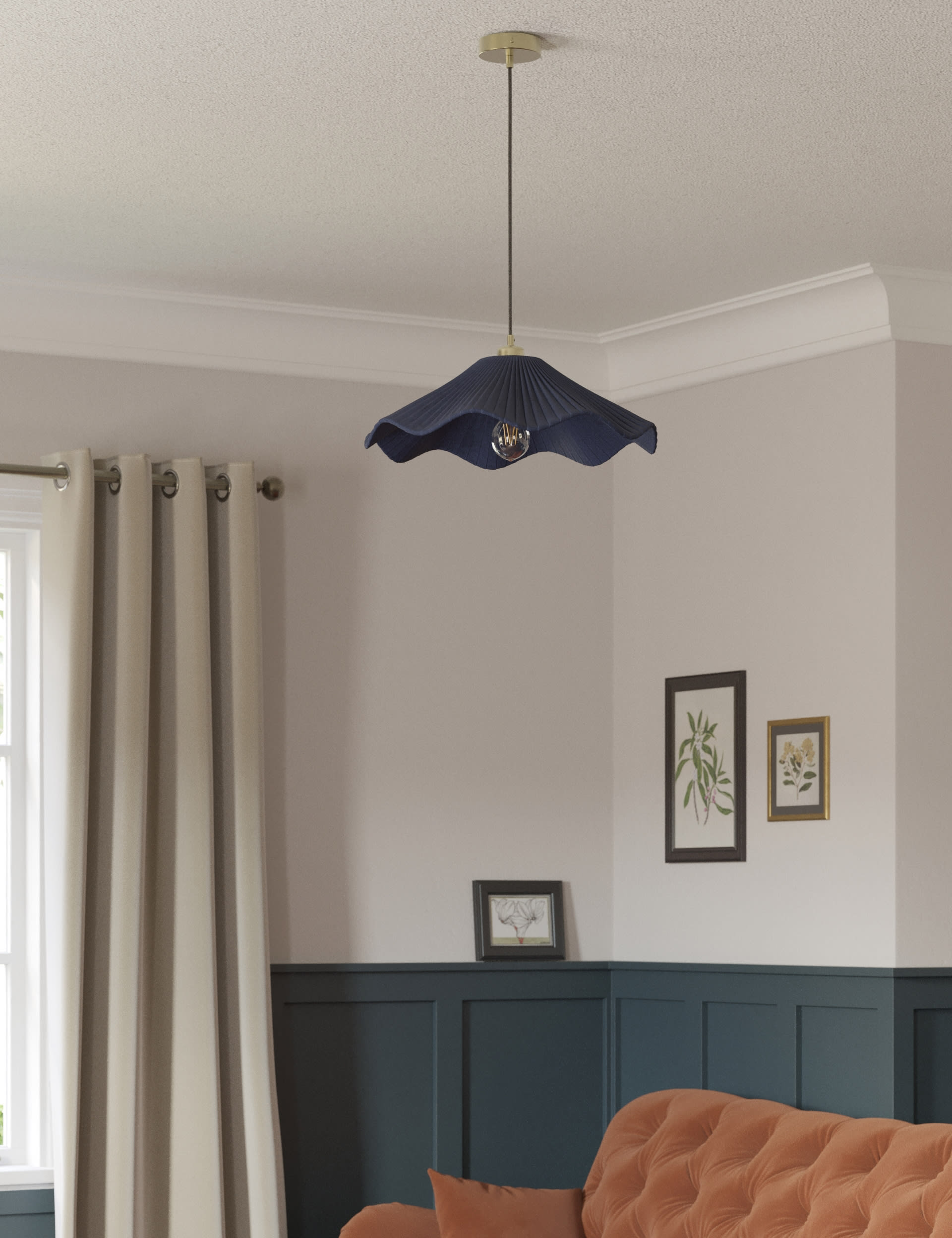 M&S Collection Chloe Pendant Ceiling Light - Navy, Navy