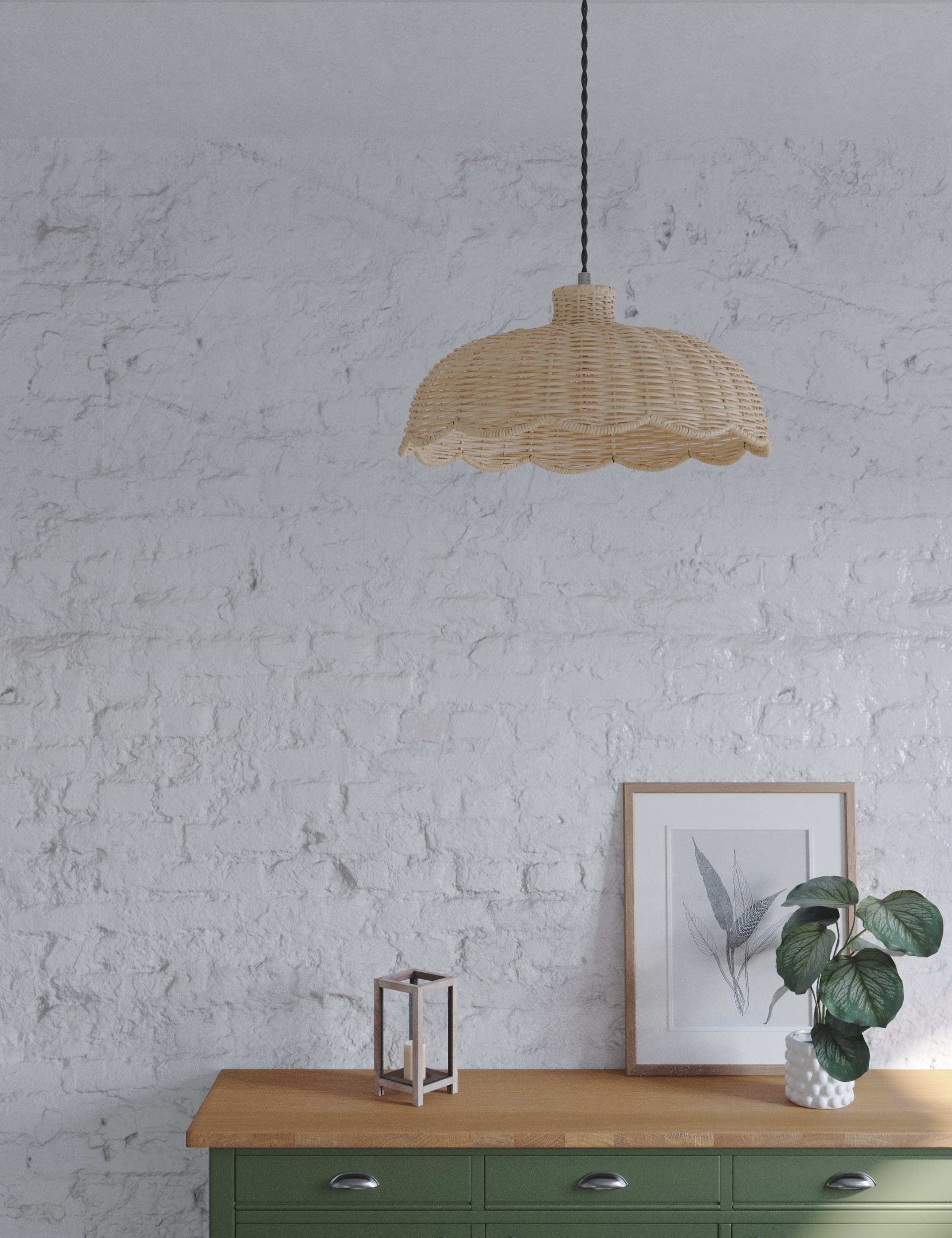 M&S Collection Scallop Rattan Shade - Natural, Natural