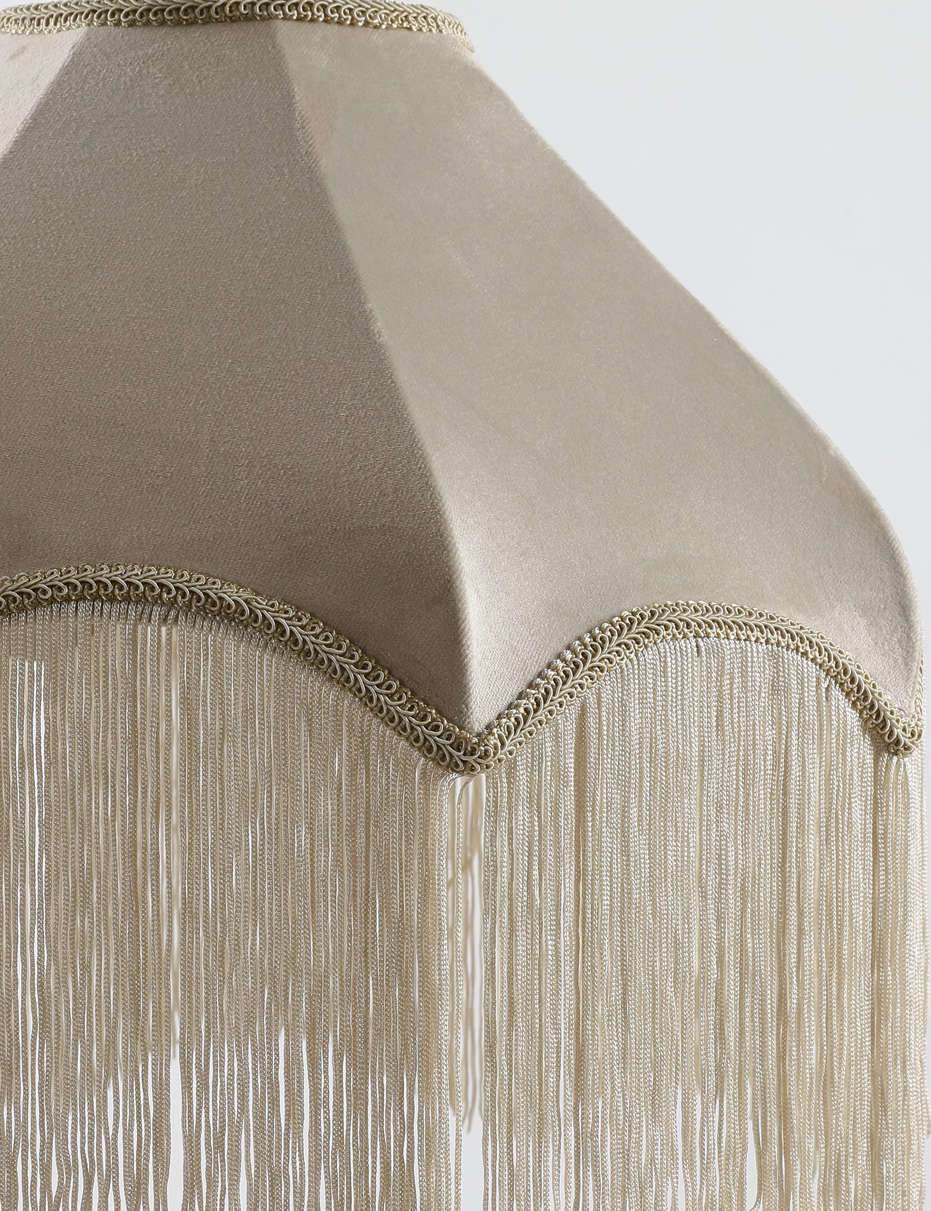 M&S Collection Fringed Velvet Lamp Shade - Taupe, Pink,Taupe,Dark Green,Ochre,Red