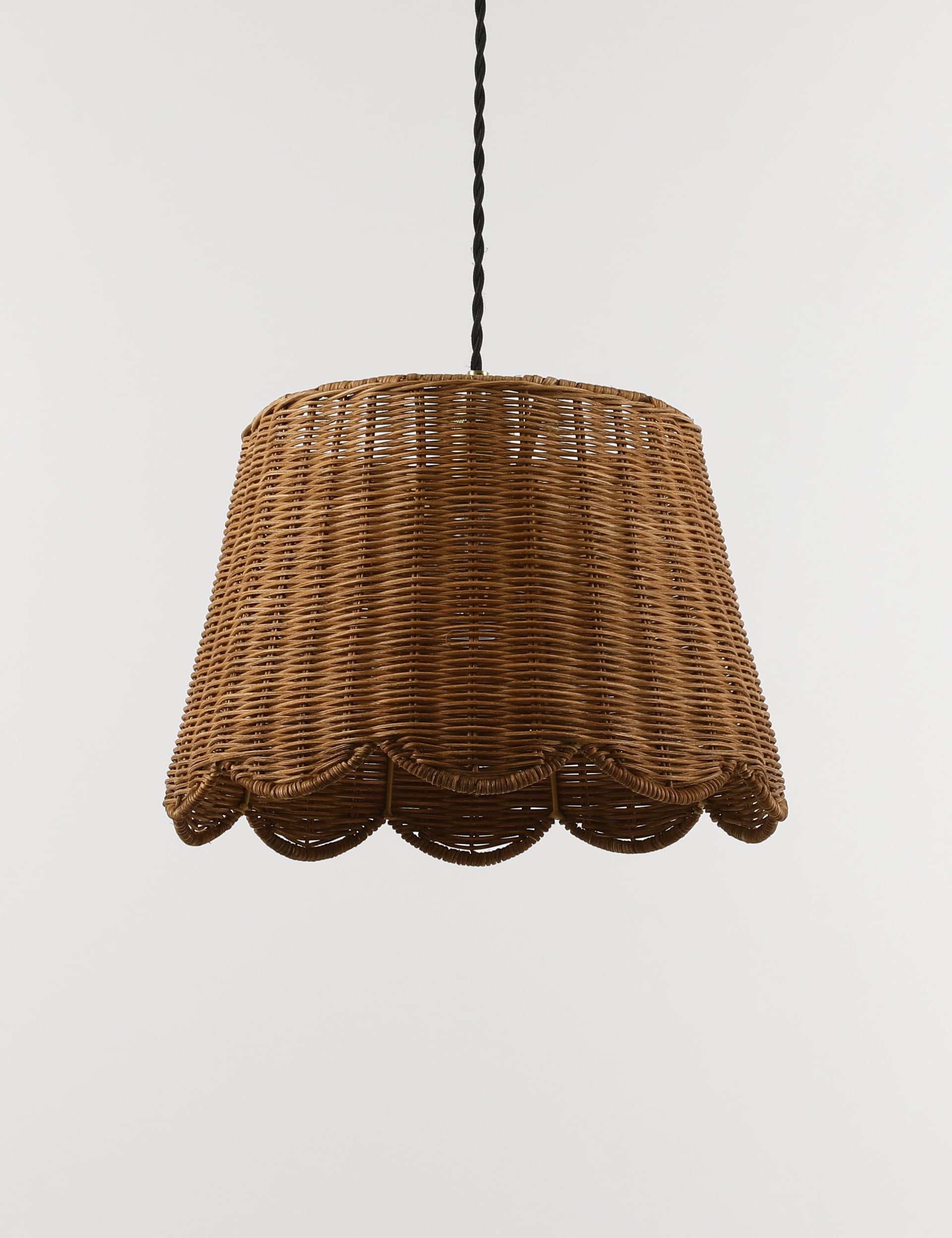 M&S Collection Wicker Scallop Lamp Shade - Brown, Brown