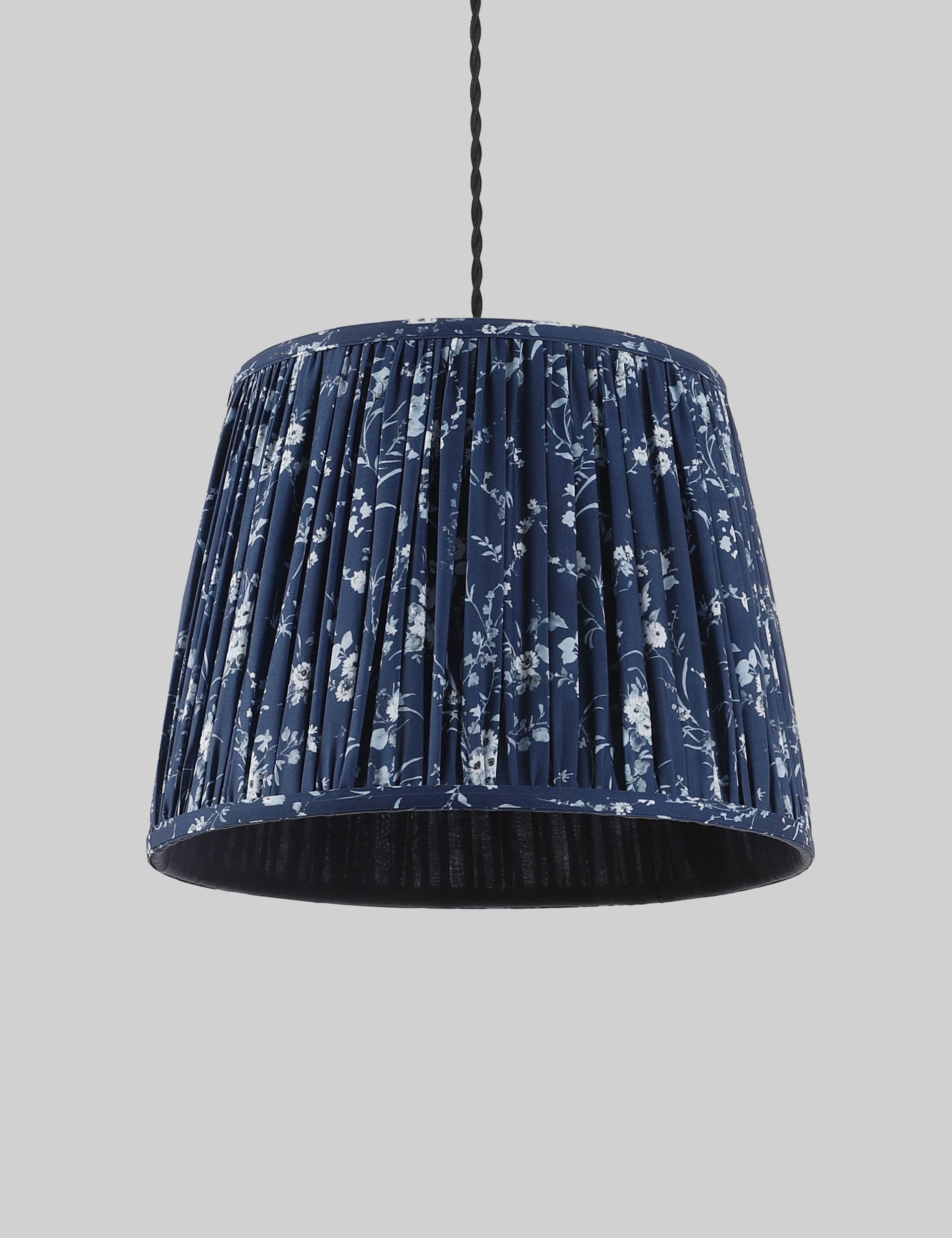 M&S Collection Pleated Floral Lamp Shade - Navy, Navy