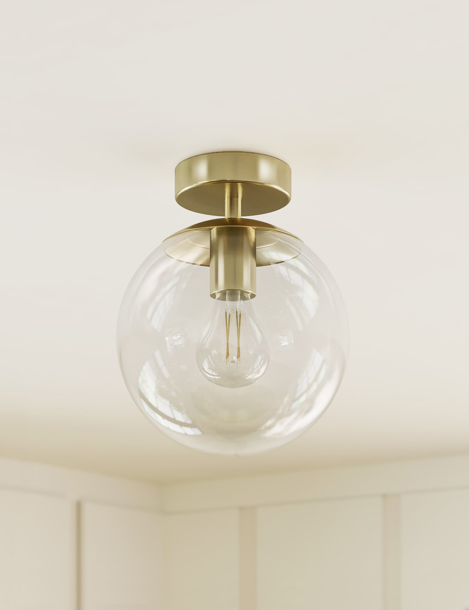 M&S Collection Aurora Flush Ceiling Light - Polished Brass, Polished Brass