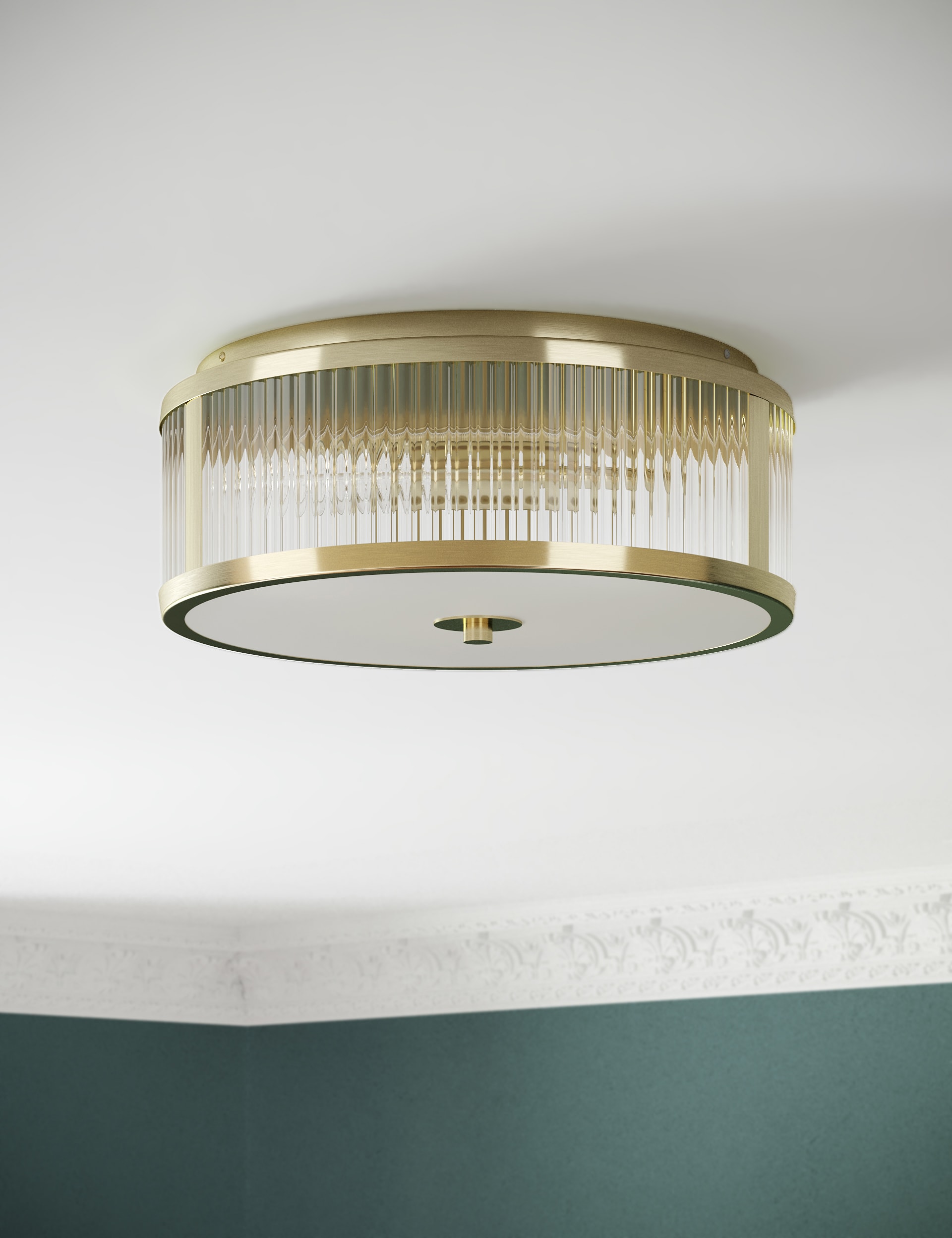 M&S Collection Monroe Flush Light - Polished Brass, Polished Brass