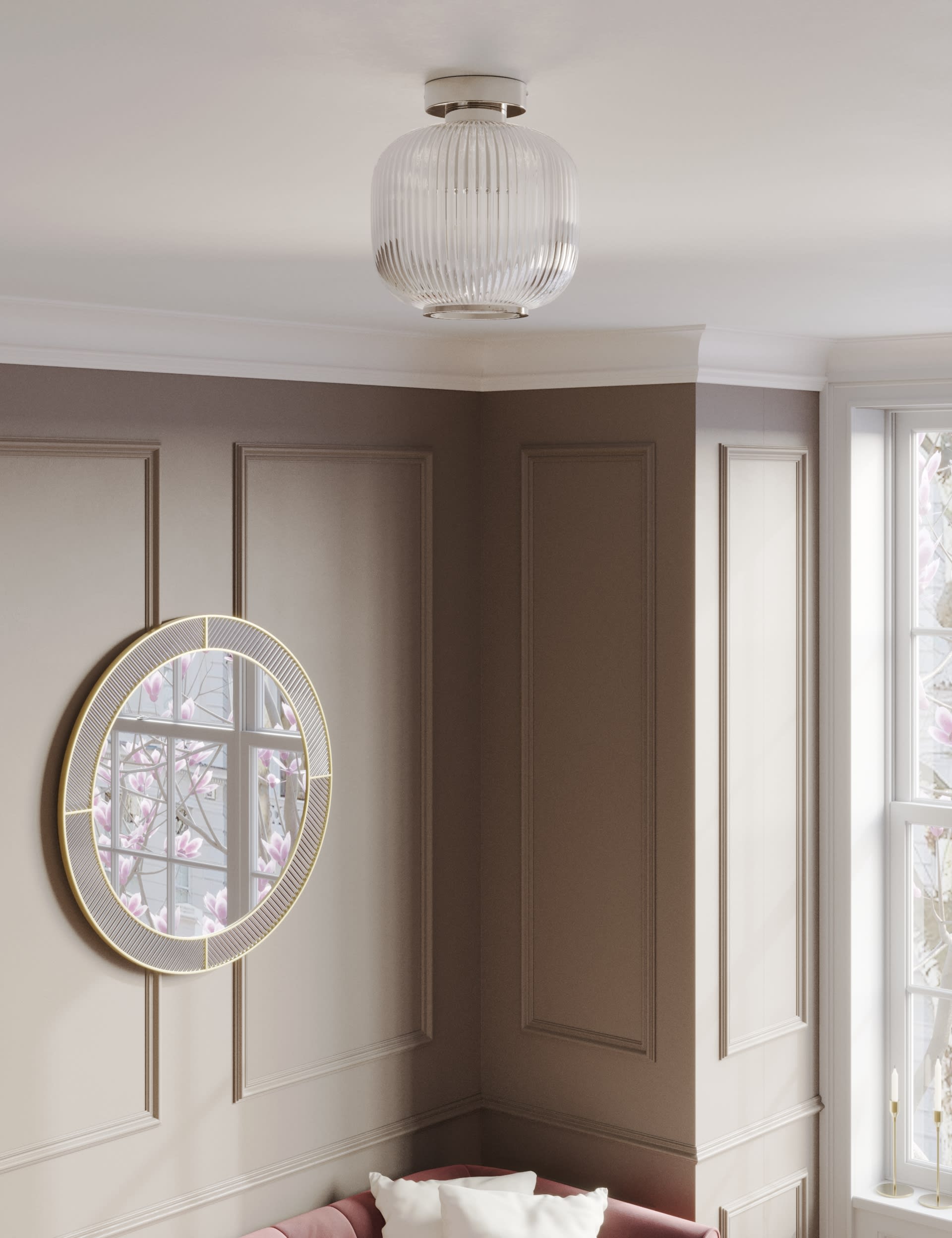 M&S Collection Amelia Flush Ceiling Light - Grey, Grey