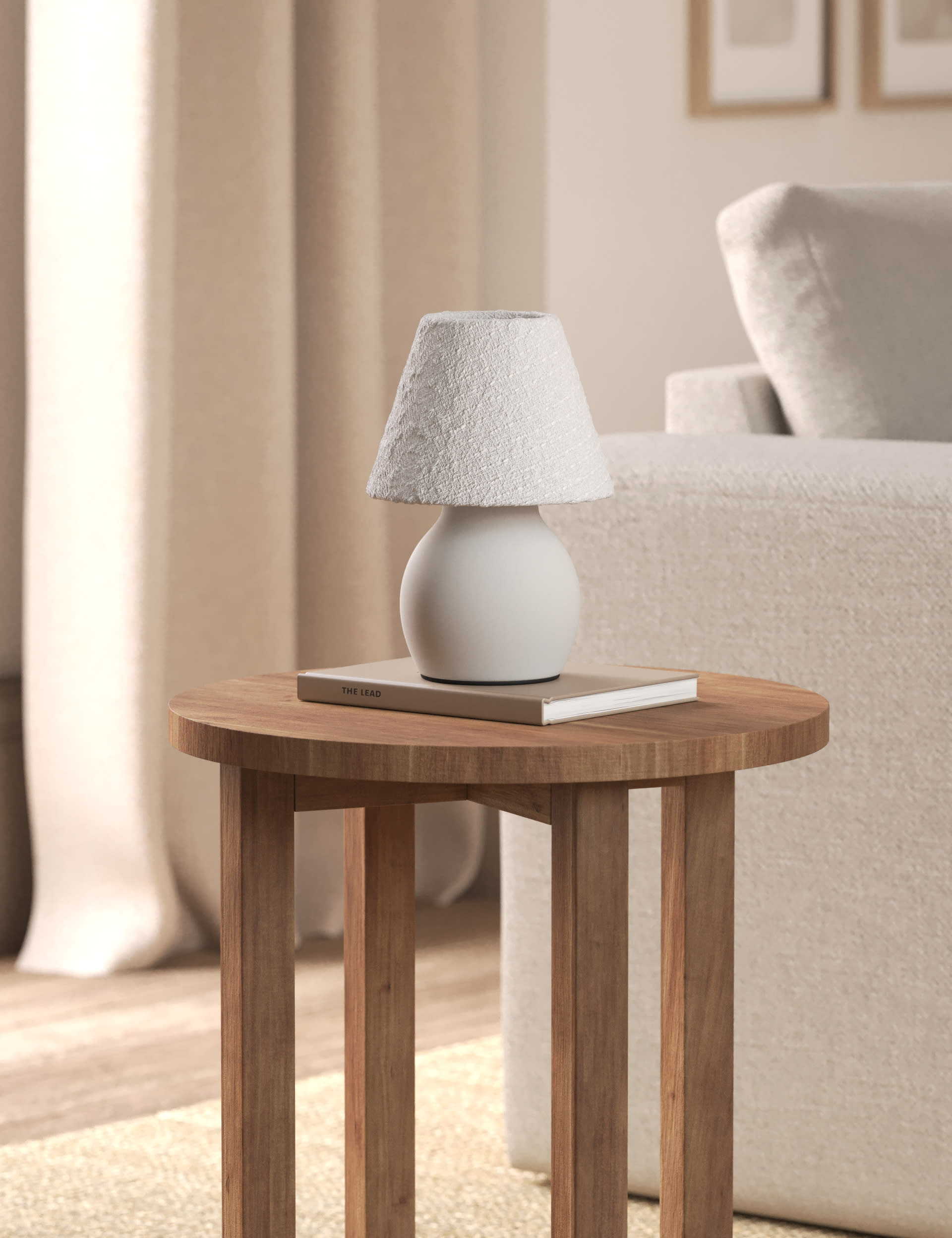 M&S Collection Rowan Battery Operated Table Lamp - White, White