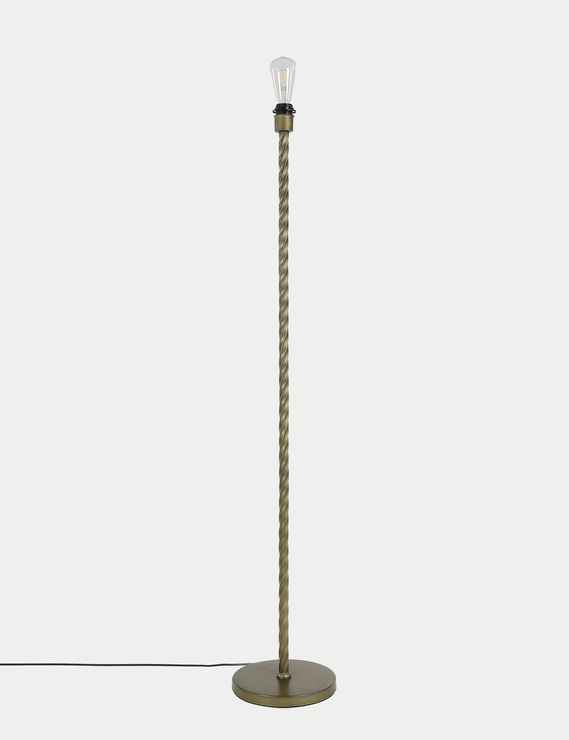 M&S Collection Metal Twisted Floor Lamp Base - Antique Brass, Antique Brass