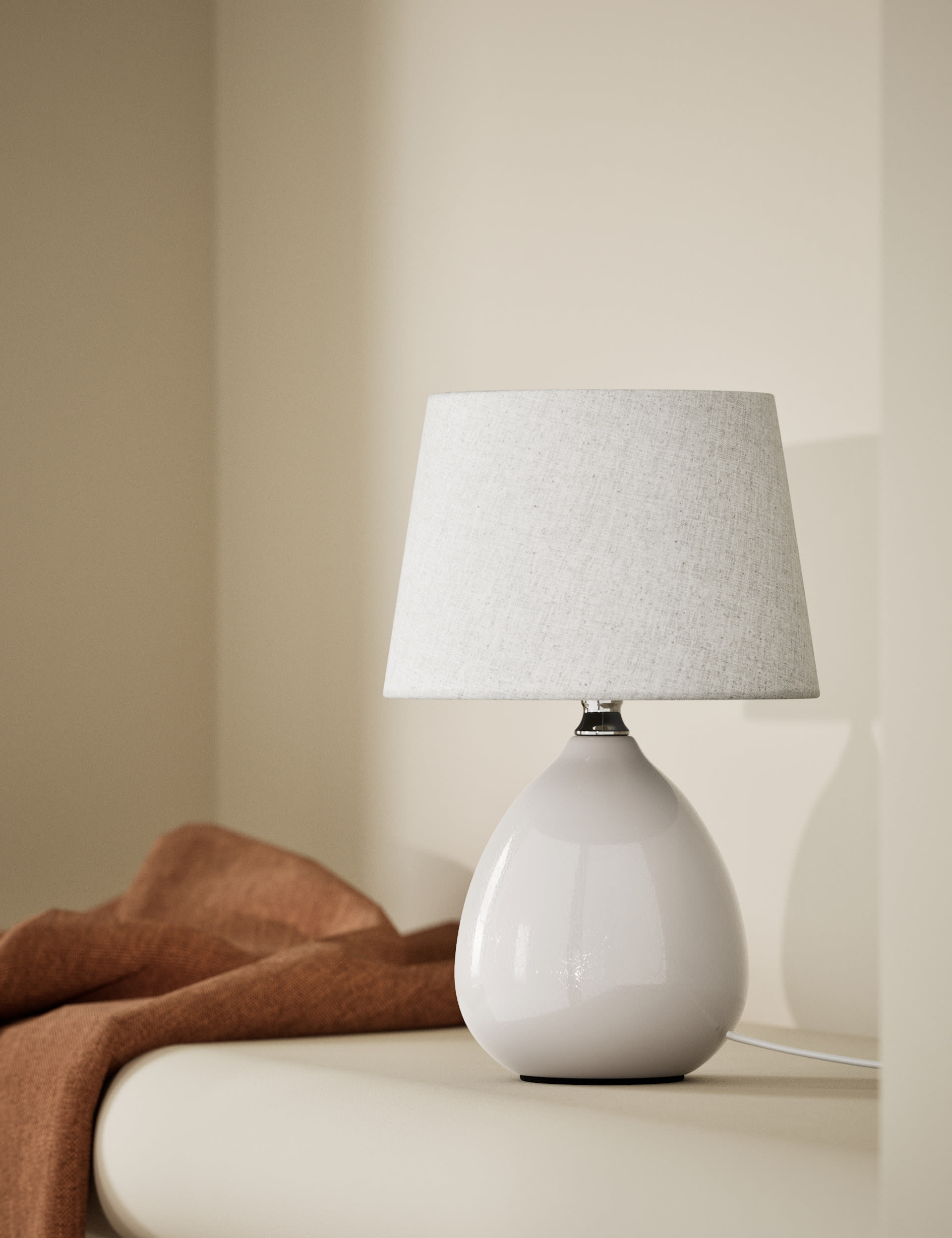 M&S Collection Ceramic Table Lamp - Cream, Cream