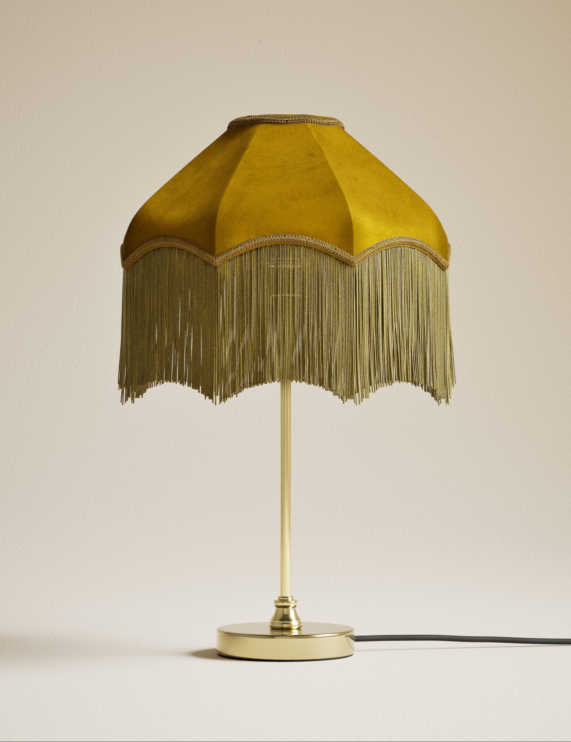 M&S Collection Velvet Fringed Table Lamp - Ochre, Ochre