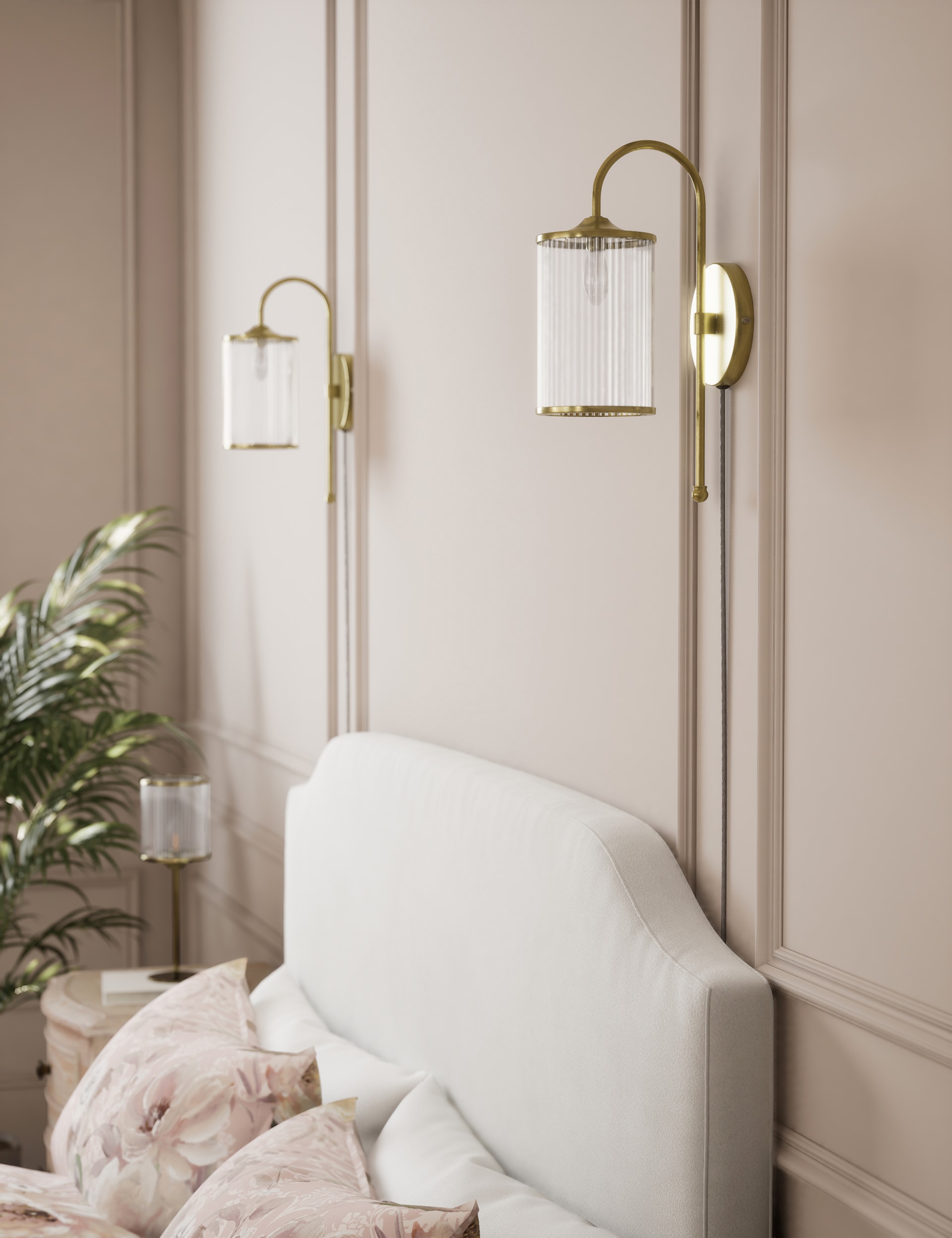 M&S Collection Monroe Plug In Wall Light - Antique Brass, Antique Brass