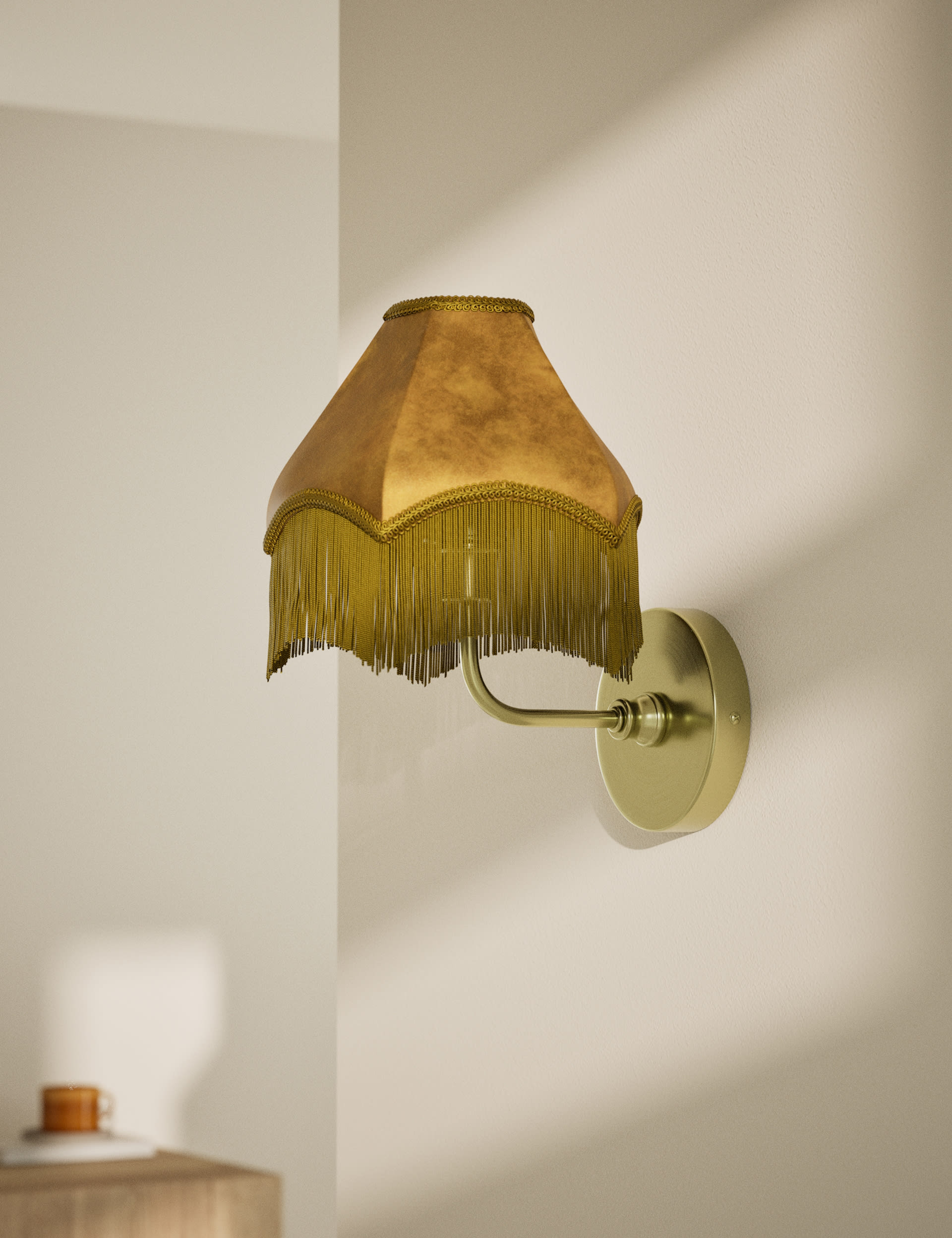 M&S Collection Velvet Fringed Wall Light - Ochre, Ochre