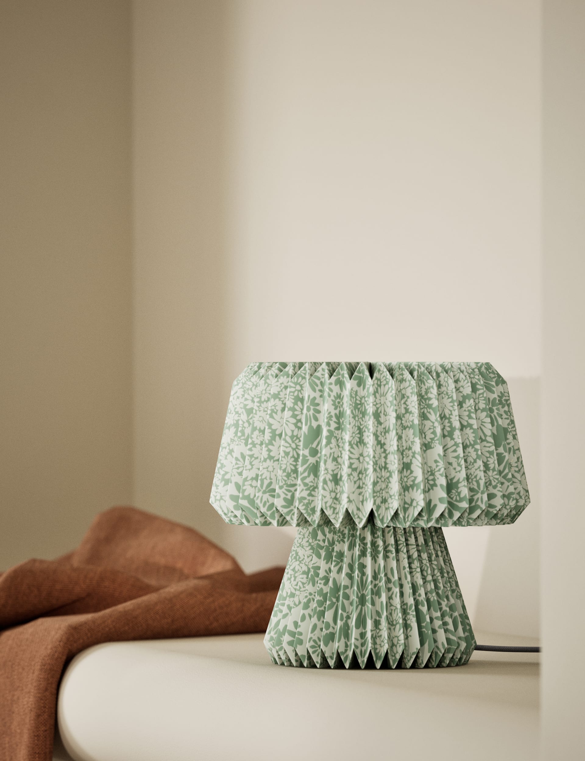 M&S Collection Paper Daisy Table Lamp - Green, Green