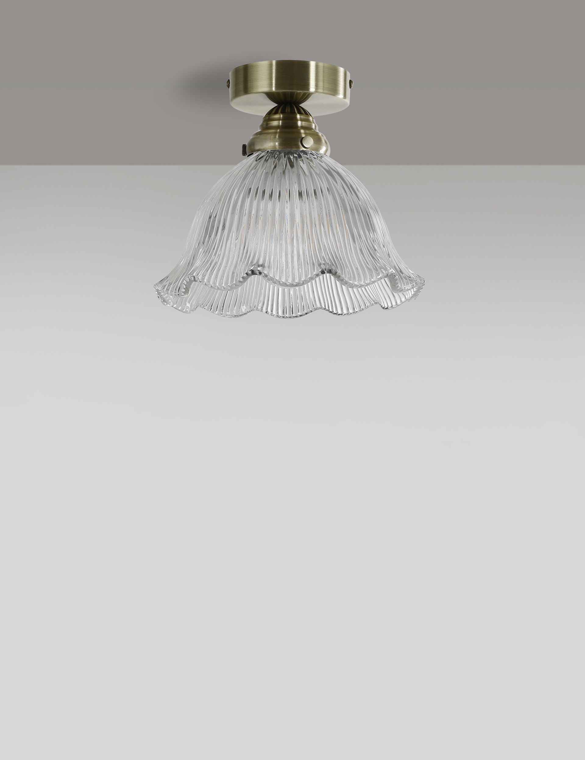 M&S Collection Josephine Glass Flush Ceiling Light - Antique Brass, Antique Brass