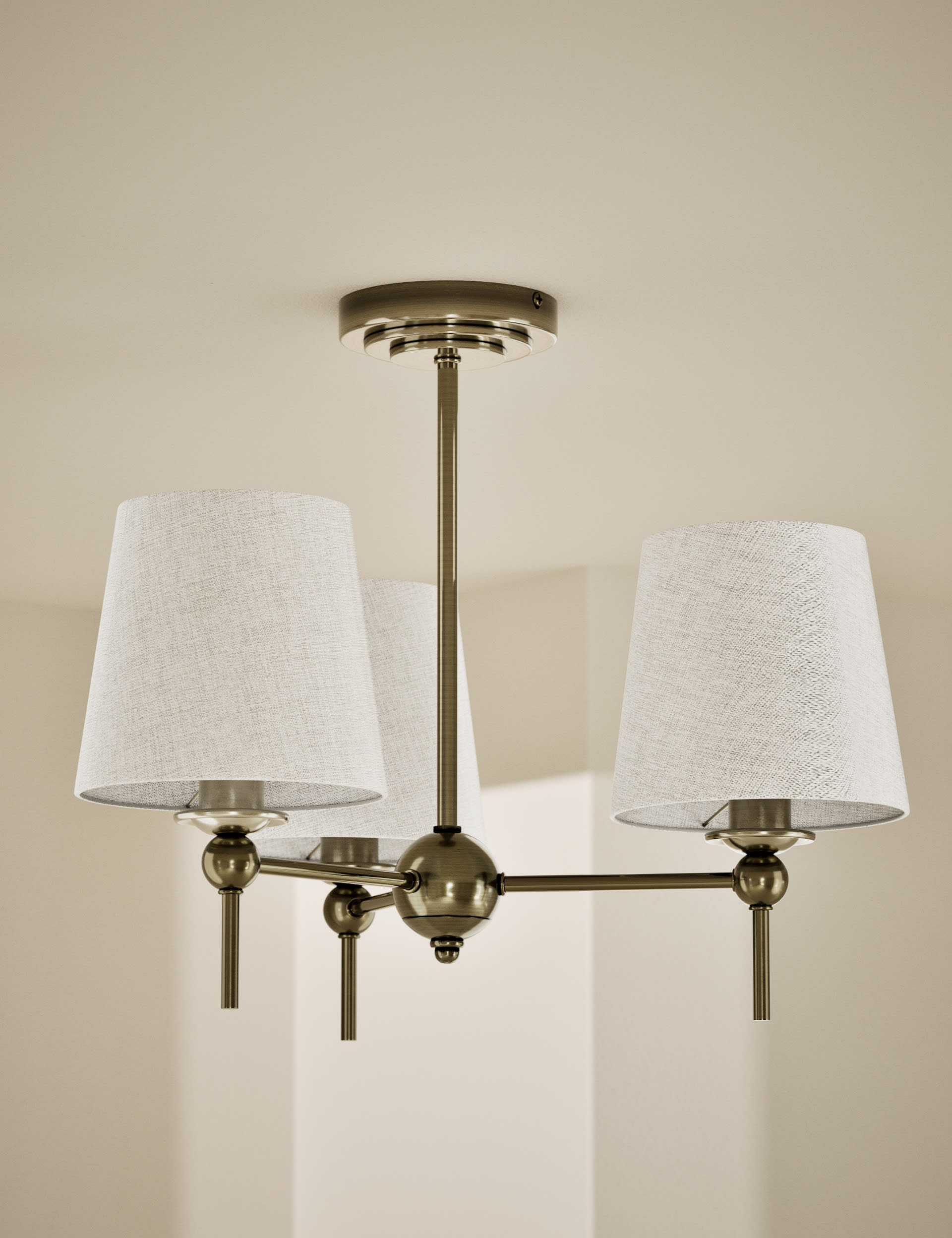 M&S Collection Blair Flush Ceiling Light - Antique Brass, Antique Brass