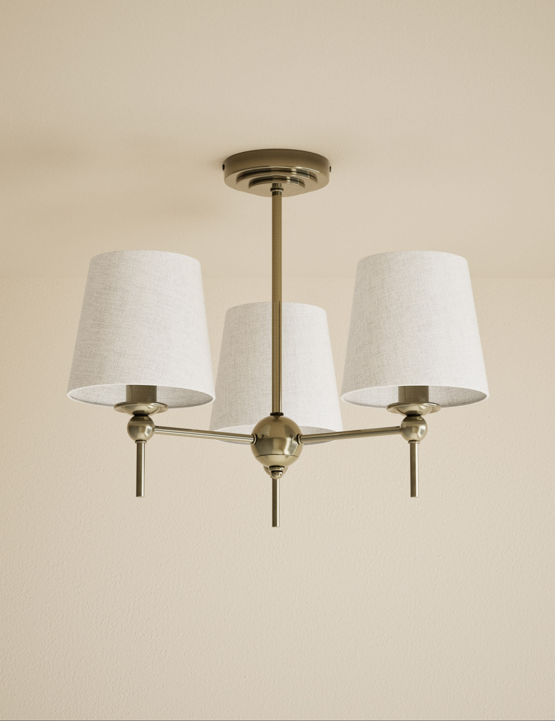 M&S Collection Blair Flush Ceiling Light - Antique Brass, Antique Brass