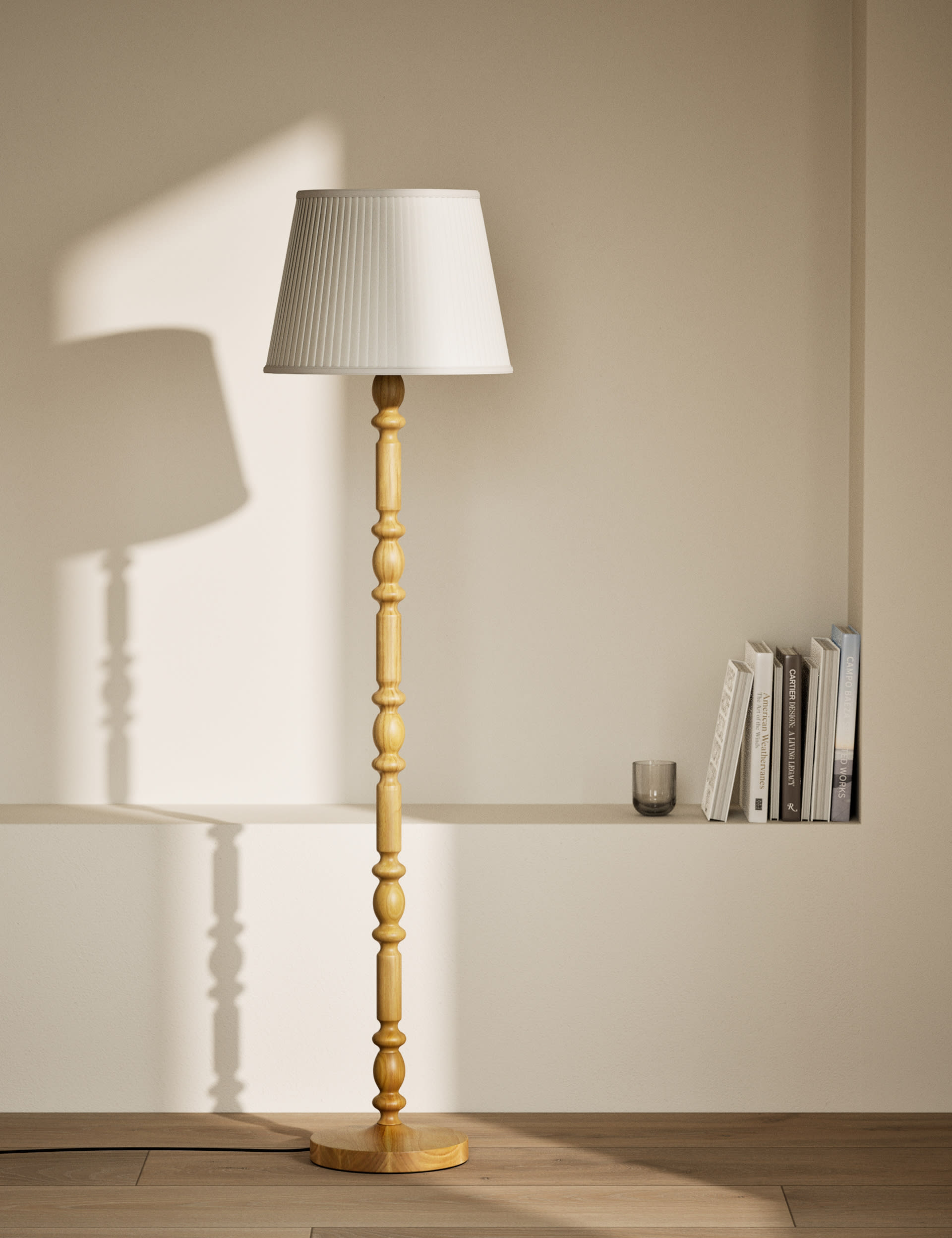 M&S Collection Bobbin Floor Lamp - Natural, Natural