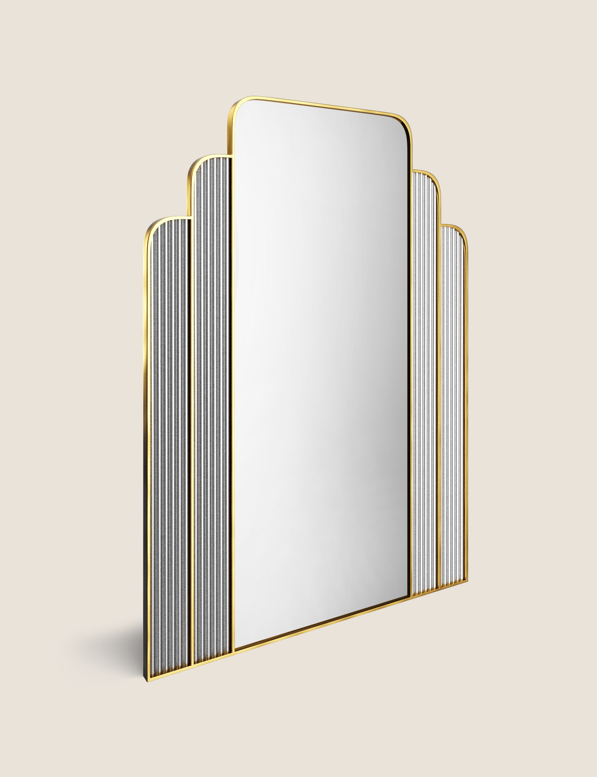 M&S Collection Monroe Large Rectangular Wall Mirror - Antique Brass, Antique Brass