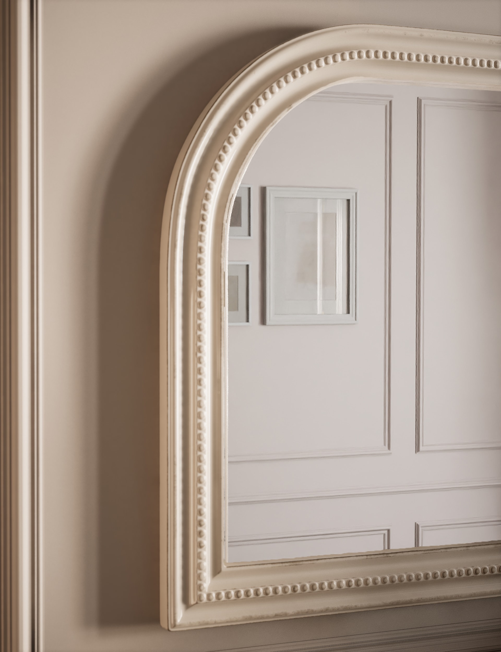 M&S Collection Daphne Curved Mantel Mirror - White, White