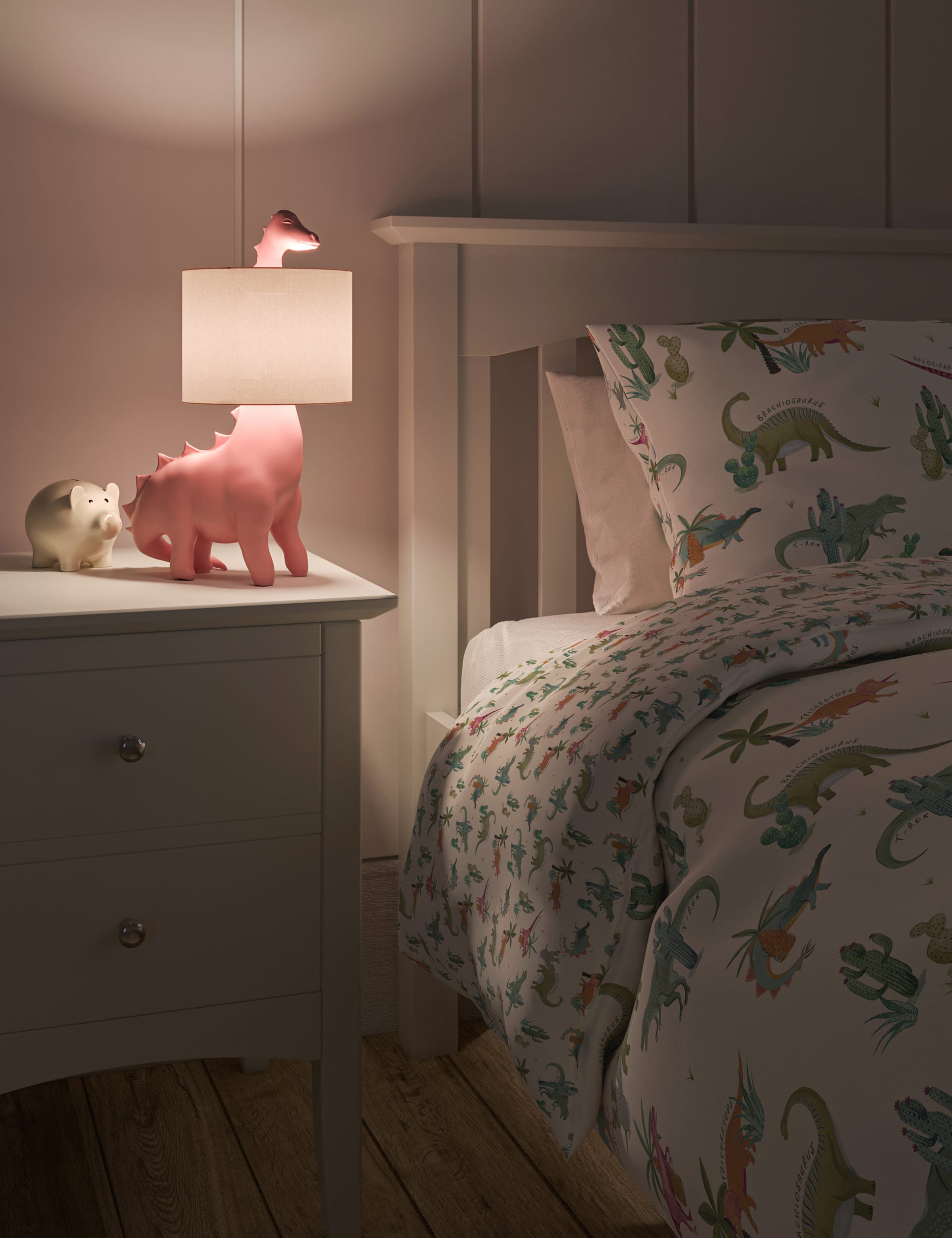 M&S Collection Dinosaur Table Lamp - Pink, Pink