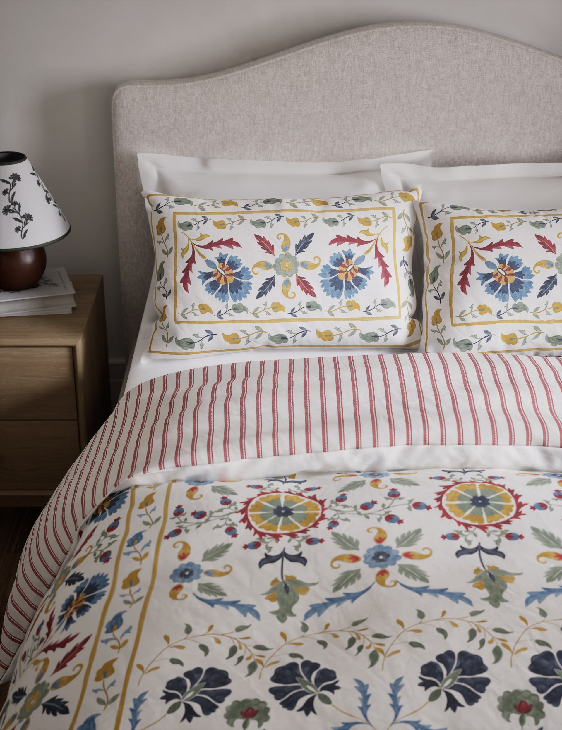 M&S Collection Pure Cotton Suzani Bedding Set - 6FT - Multi, Multi