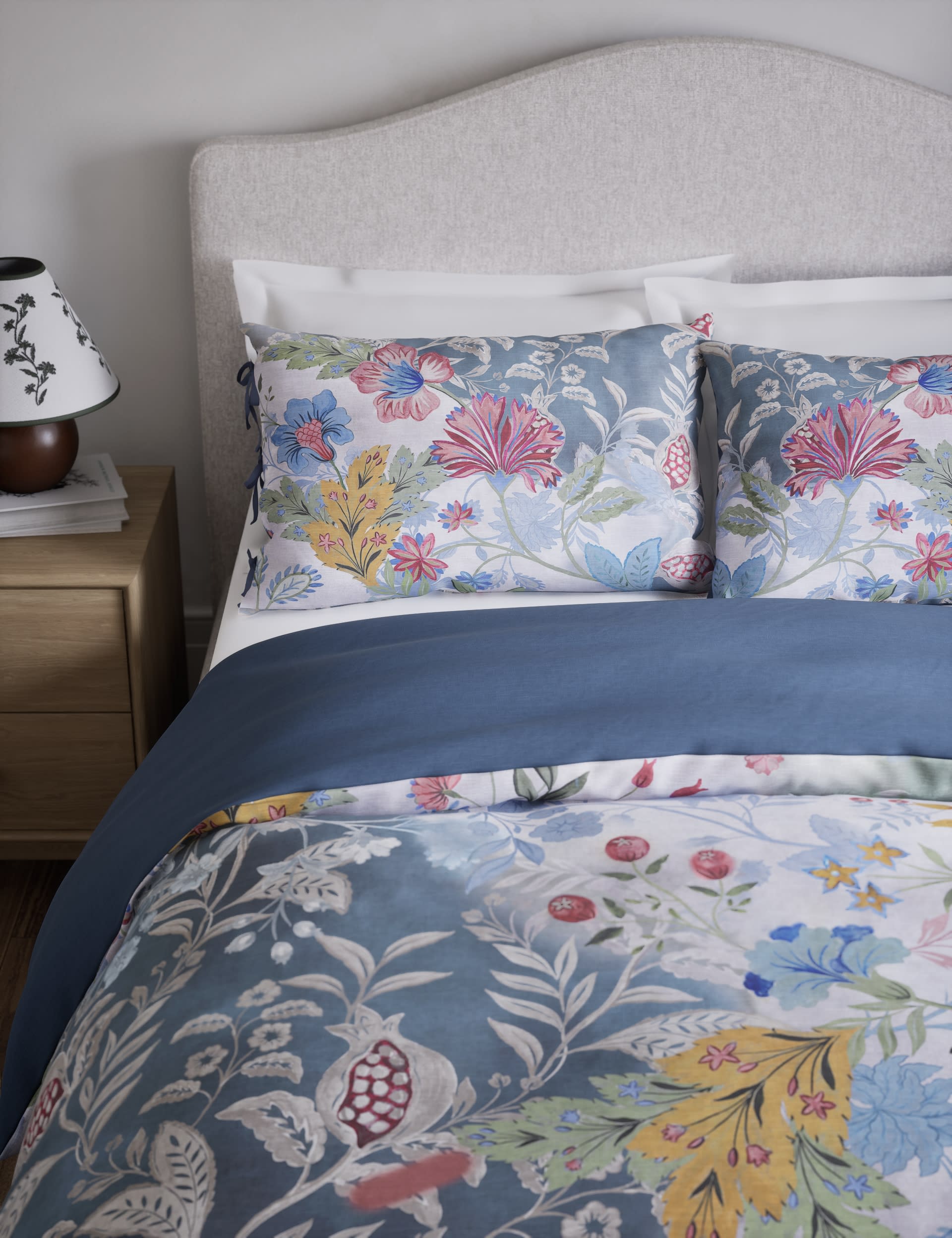 M&S Collection Pure Cotton Spliced Floral Bedding Set - SGL - Multi, Multi