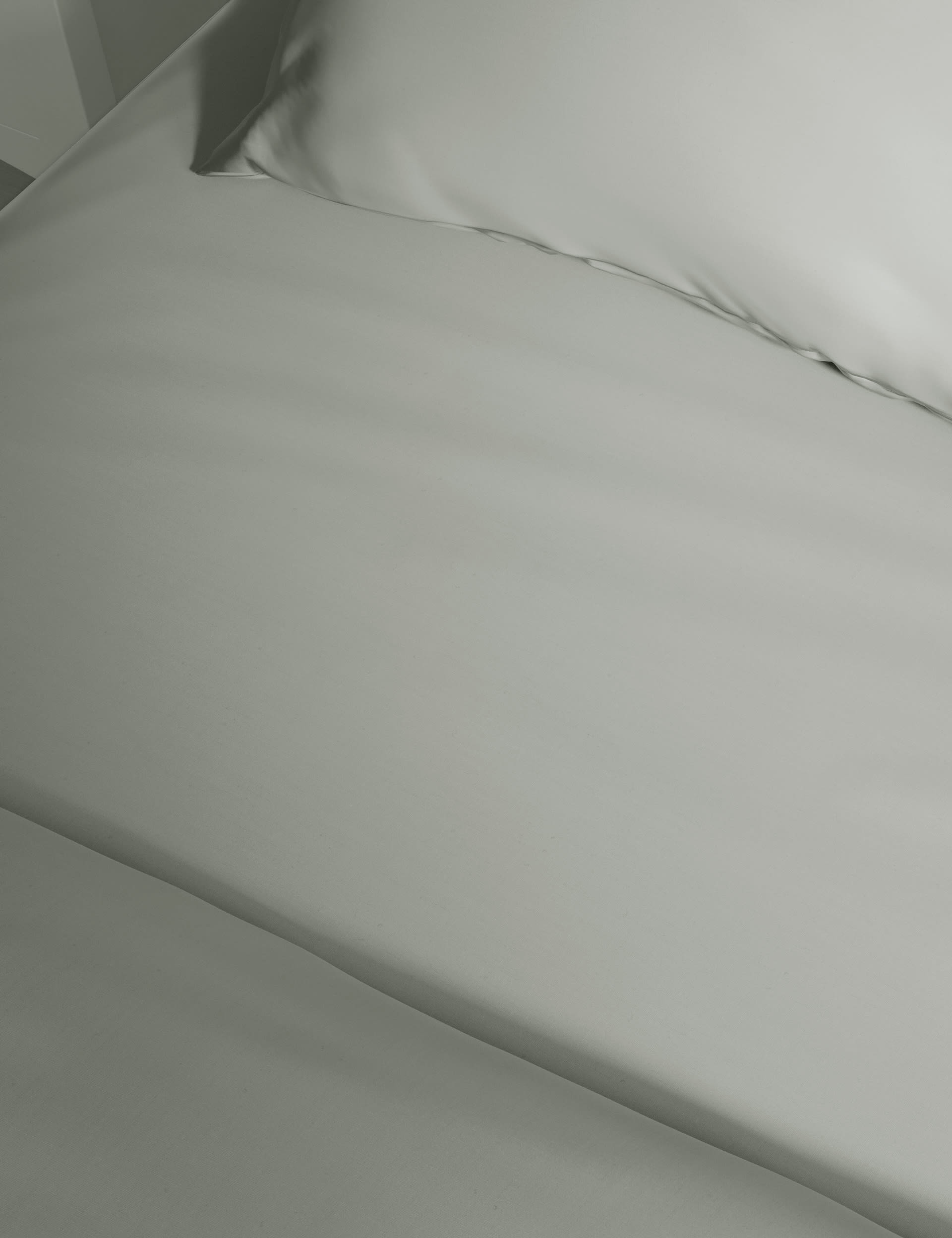 M&S Collection Pure Cotton 300 Thread Count Fitted Sheet - 5FT - Light Grey, Light Grey