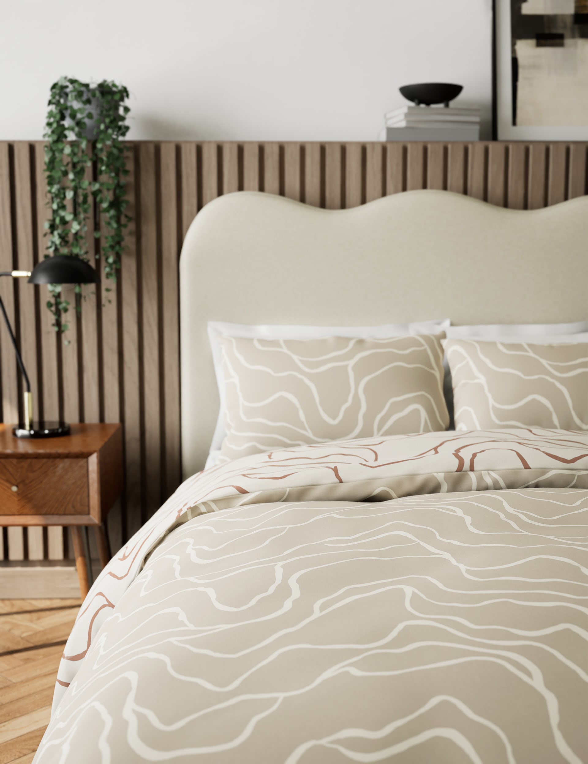 M&S Collection Cotton Blend Abstract Bedding Set - SGL - Natural Mix, Natural Mix