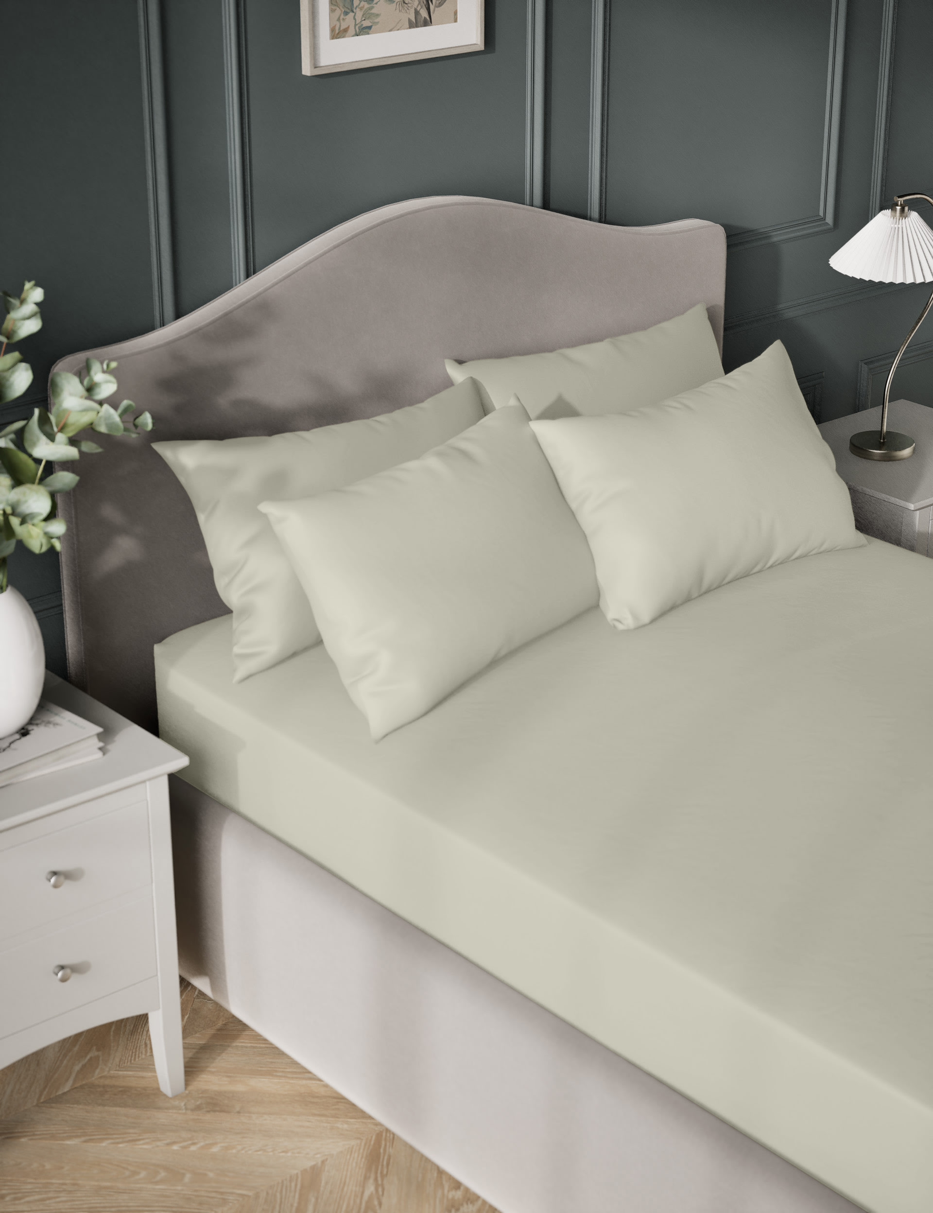 M&S Collection Egyptian Cotton Sateen 400 Thread Count Extra Deep Fitted Sheet - 6FT - Light Cream, 