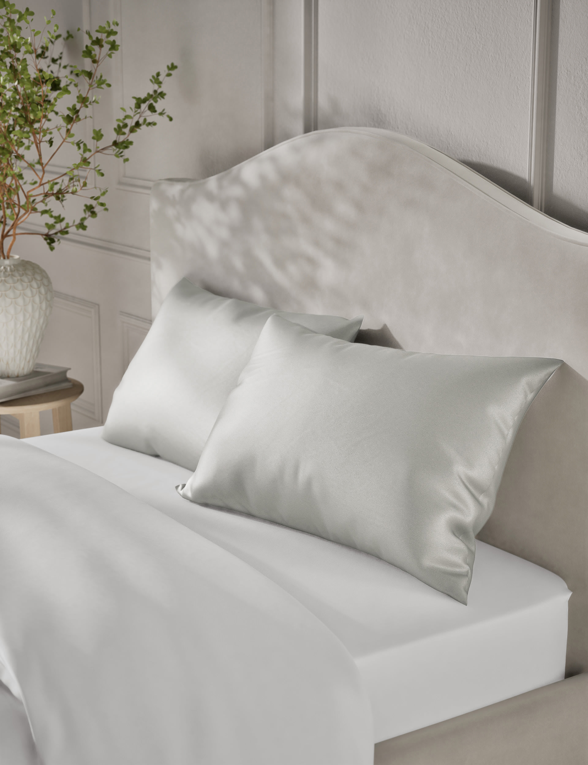 M&S Collection Pure Mulberry Silk Pillowcase - Light Grey, Soft Pink,Mint,White,Natural,Light Grey