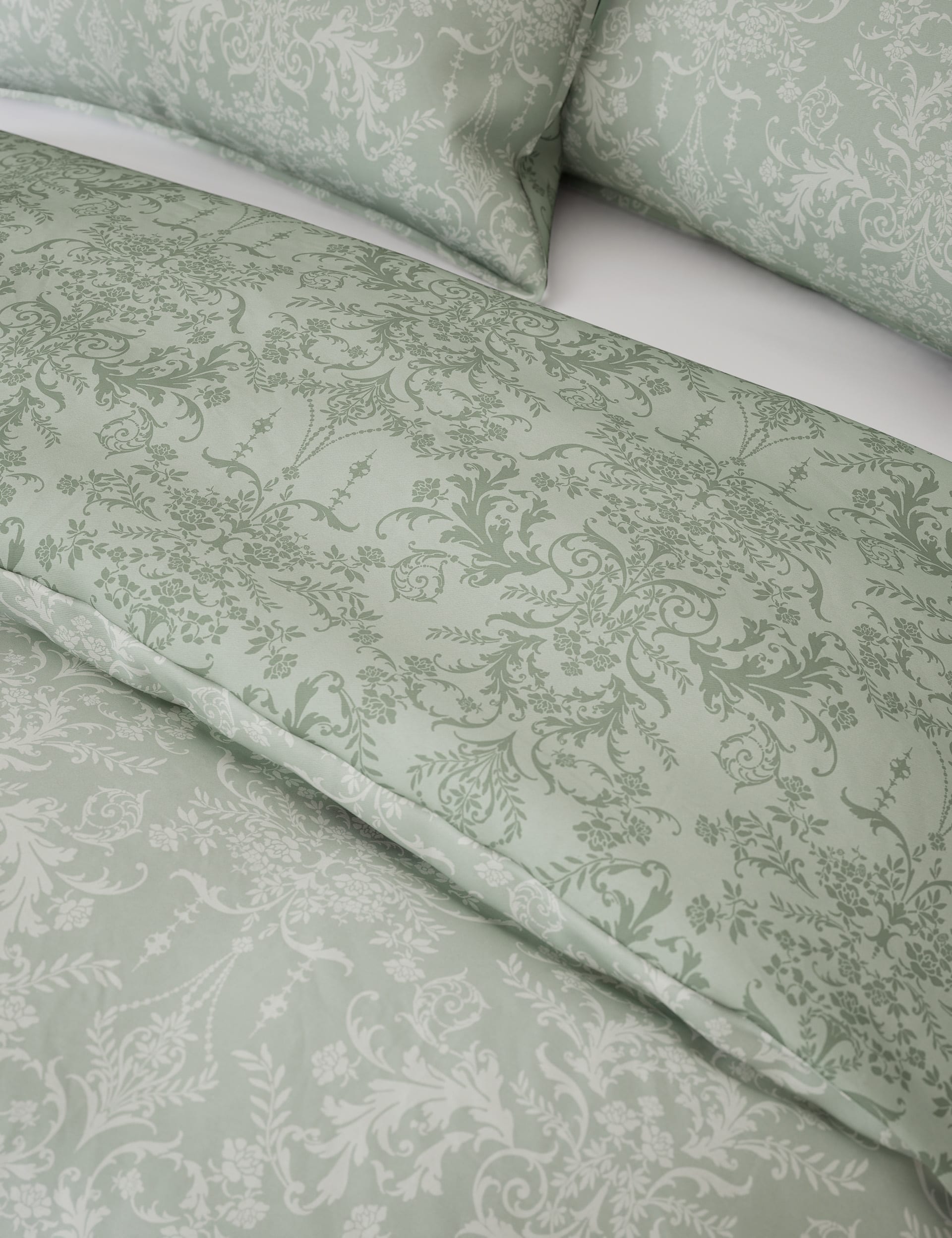 M&S Collection Aida-Alouette Damask Sateen Bedding Set - DBL - Green Mix, Blue Mix,Green Mix,Grey Mi