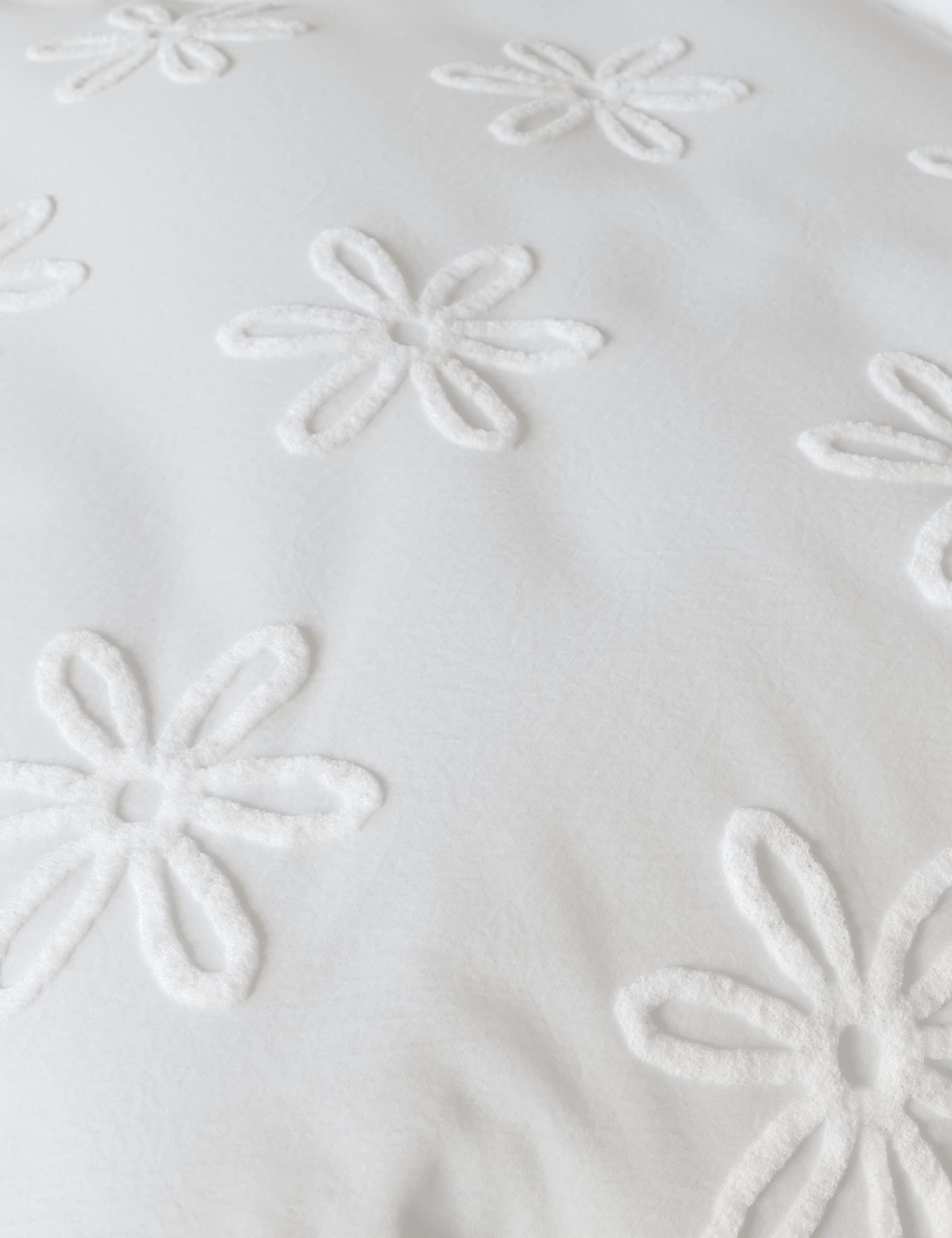 M&S Collection Pure Cotton Tufted Floral Bedding Set - 6FT - White, White