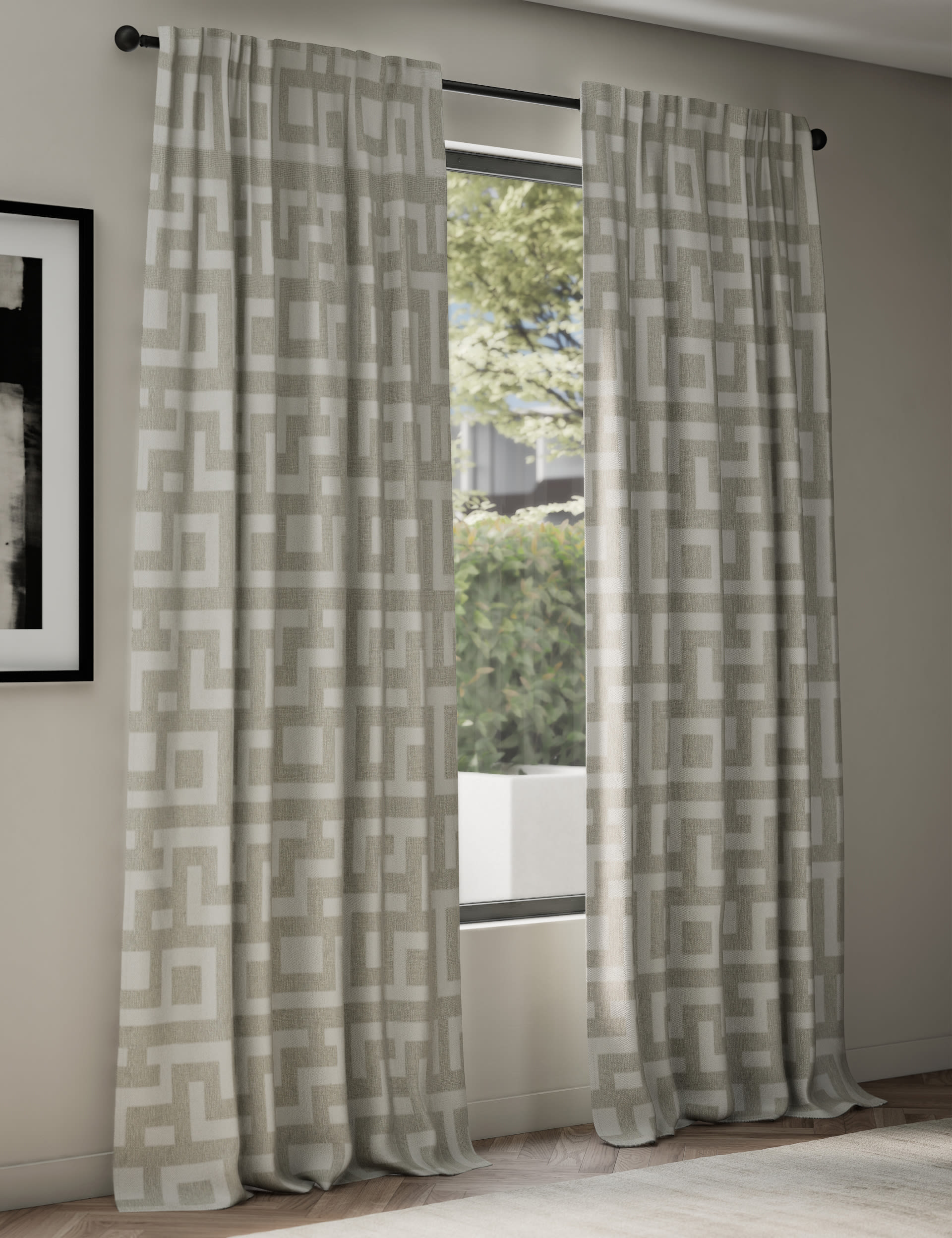 M&S X Kelly Hoppen Geometric Multiway Curtains - WDR54 - Grey Mix, Grey Mix,Taupe Mix