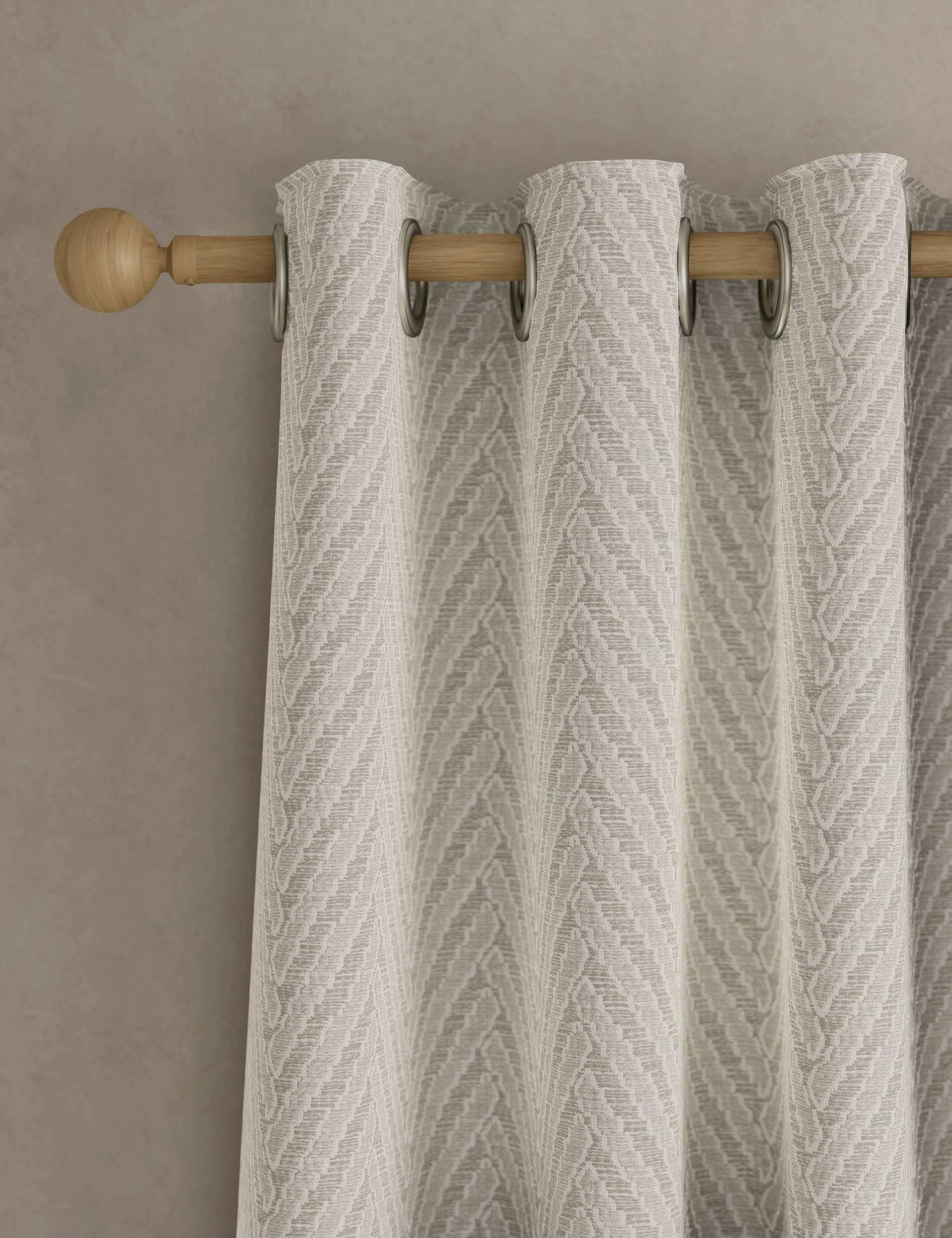 M&S Collection Textured Herringbone Eyelet Curtains - WDR90 - Light Grey Mix, Light Grey Mix