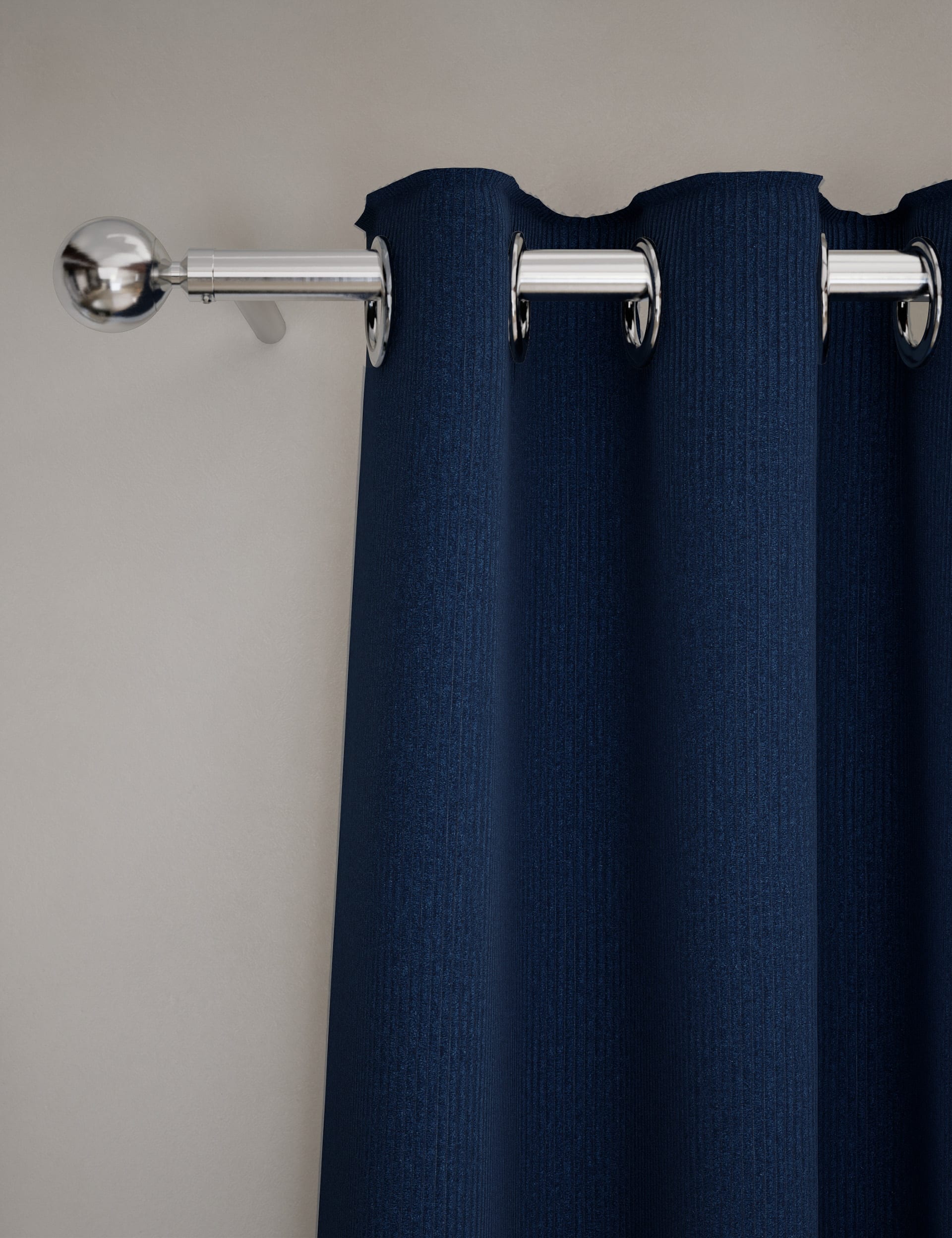 M&S Collection Velvet Ribbed Eyelet Blackout Curtains - WDR72 - Navy, Navy