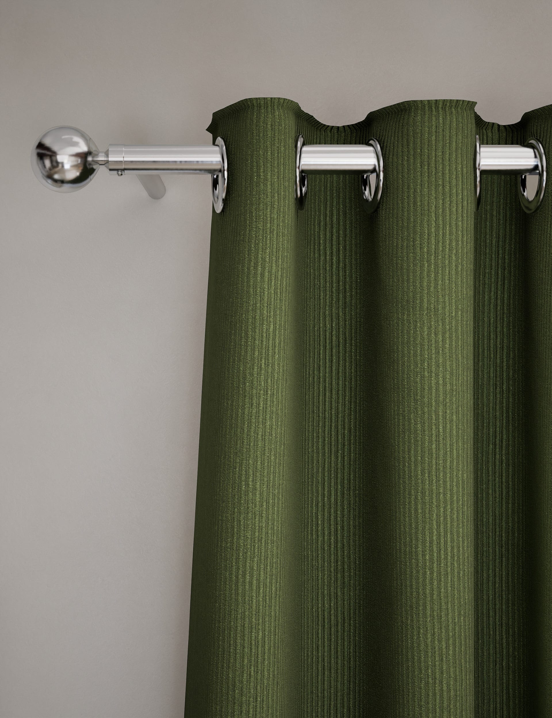 M&S Collection Velvet Ribbed Eyelet Blackout Curtains - EW90 - Forest Green, Champagne,Forest Green