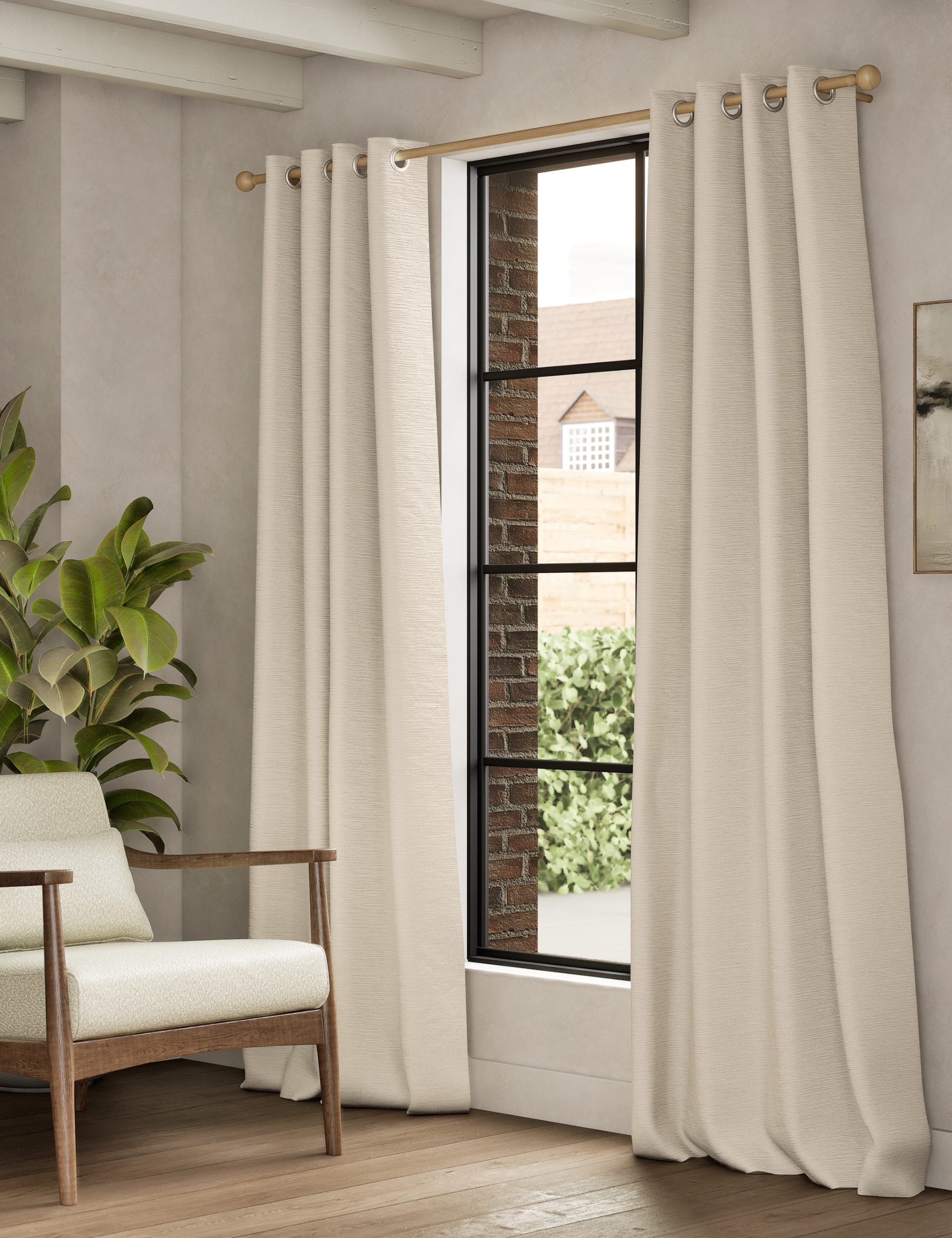 M&S Collection Textured Eyelet Curtains - WDR72 - Cream, Cream