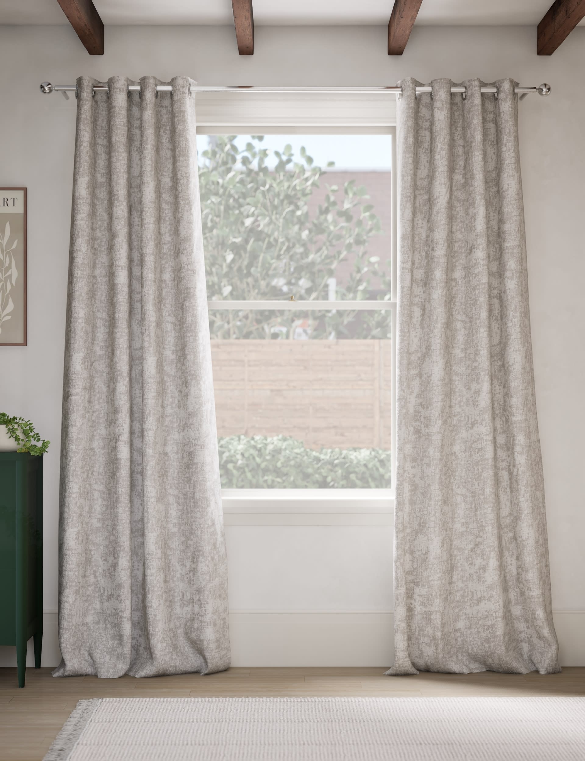 M&S Collection Tonal Textured Eyelet Curtains - WDR90 - Grey Mix, Grey Mix