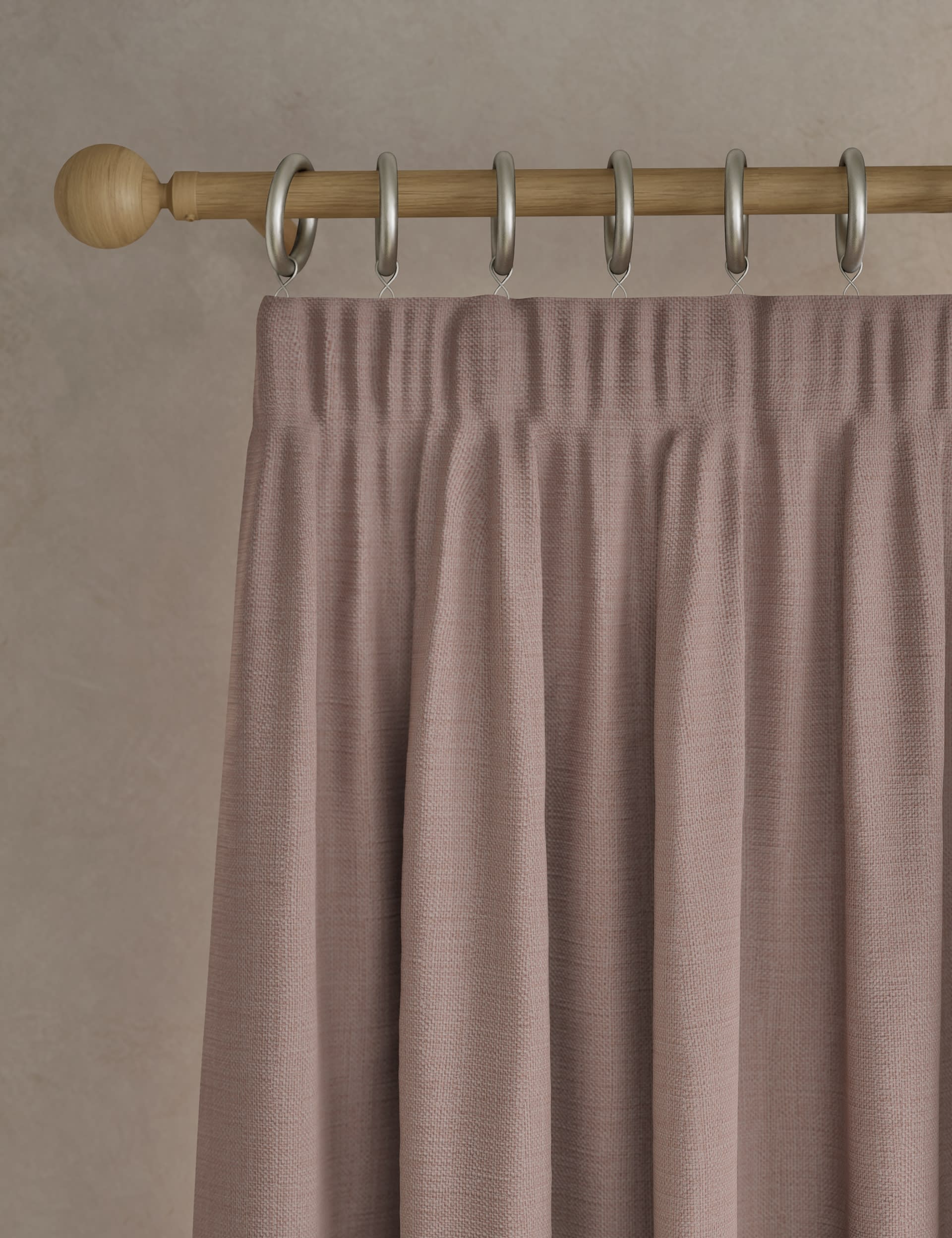 M&S Collection Textured Pencil Pleat Blackout Curtains - WDR54 - Blush, Blush