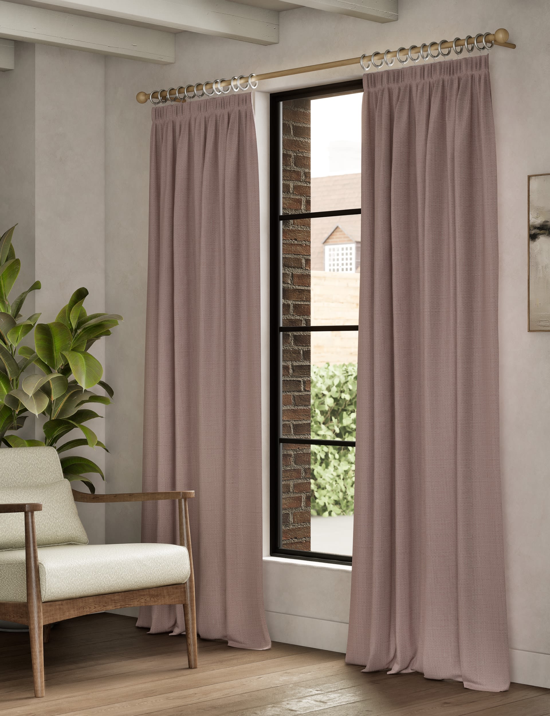 M&S Collection Textured Pencil Pleat Blackout Curtains - WDR54 - Blush, Neutral,Blush