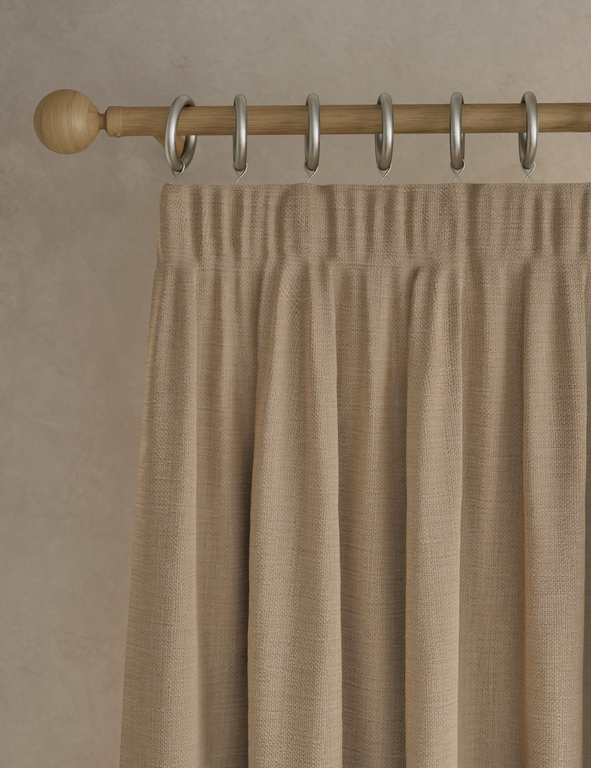 M&S Collection Textured Pencil Pleat Blackout Curtains - NAR54 - Neutral, Light Grey,Neutral