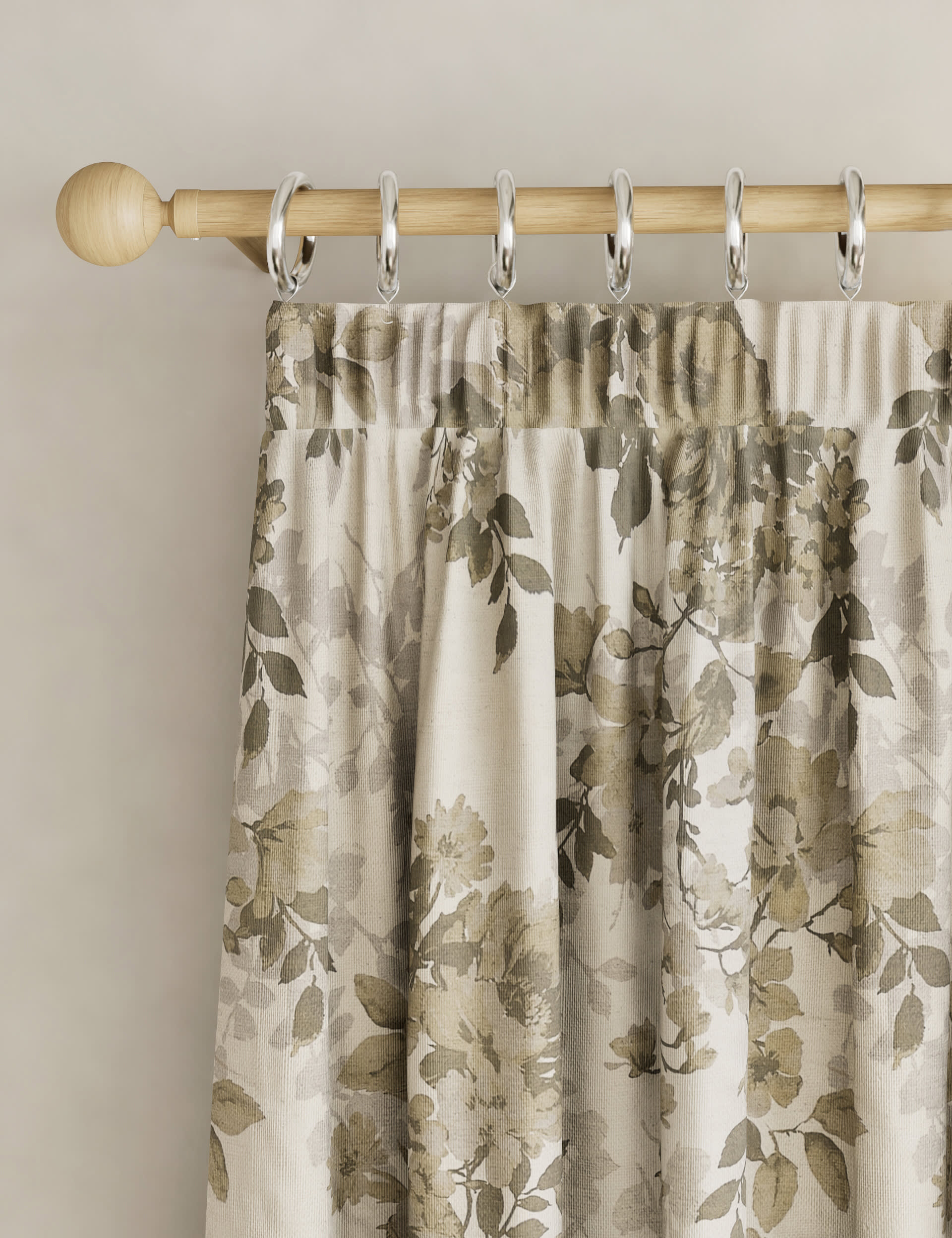 M&S Collection Cotton Blend Floral Blackout Curtains - WDR54 - Green Mix, Green Mix