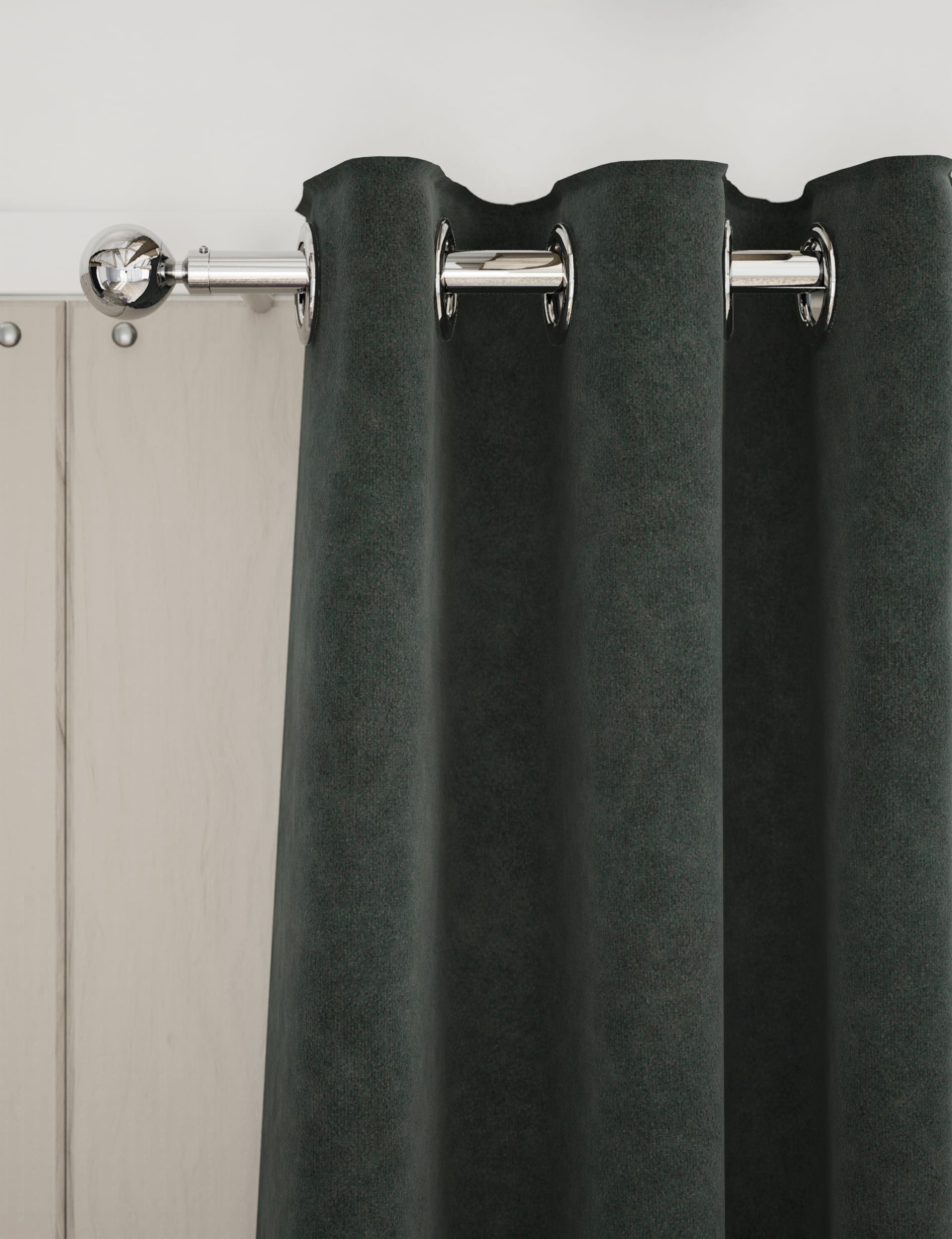 M&S Collection Velvet Eyelet Thermal Curtains - WDR90 - Mid Grey, Navy,Bronze,Light Green,Green,Cham